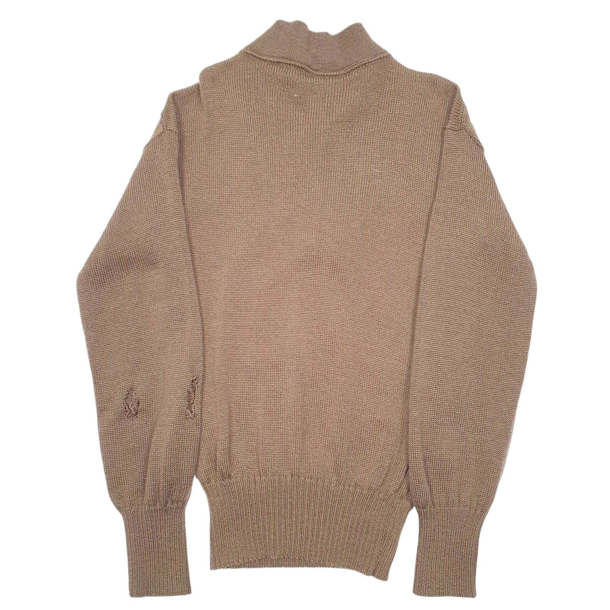 Mens Khaki Unbranded U.S Military Knit 5 Button Sweater Crewneck Jumper