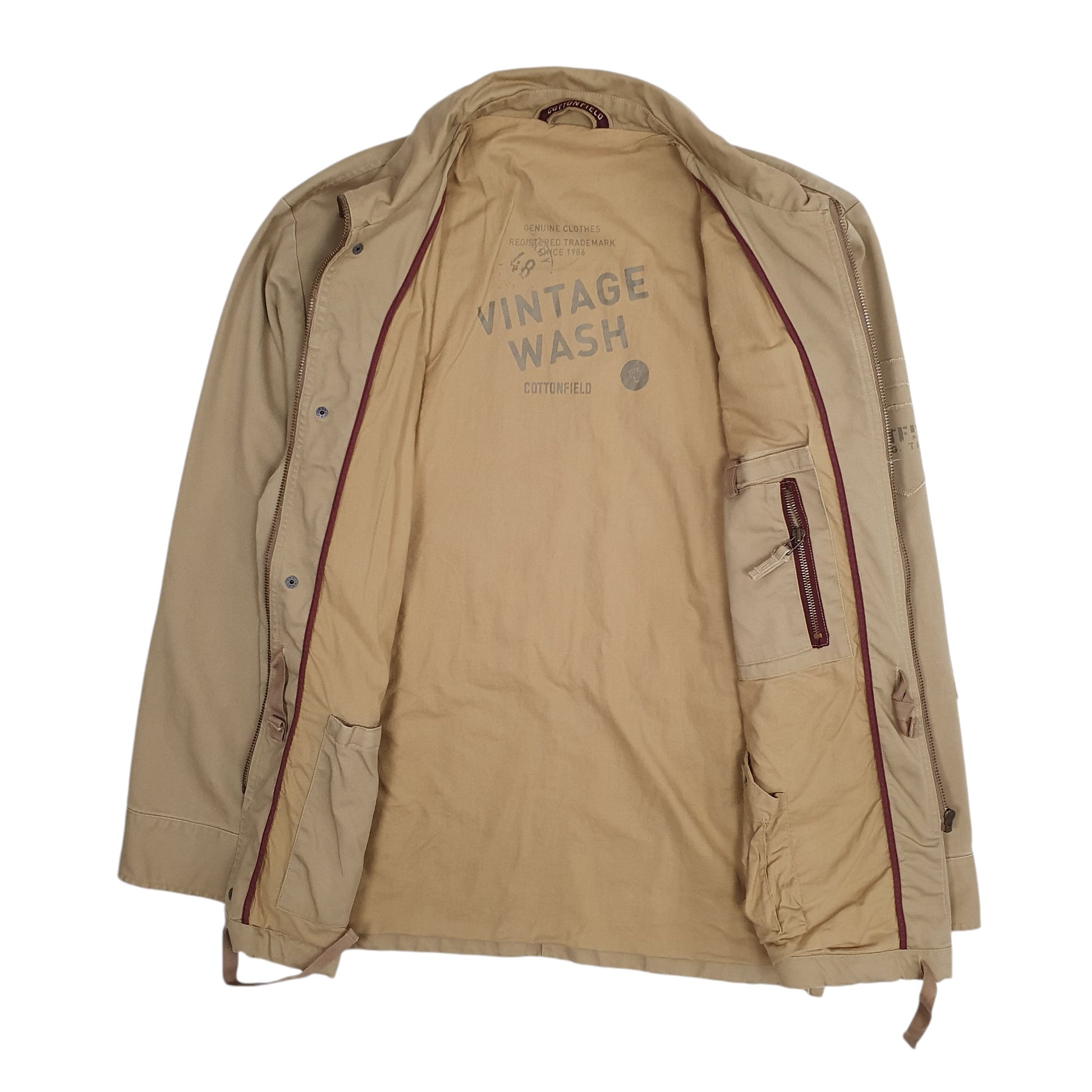 Mens Beige Cottonfield Field Hunting  Coat