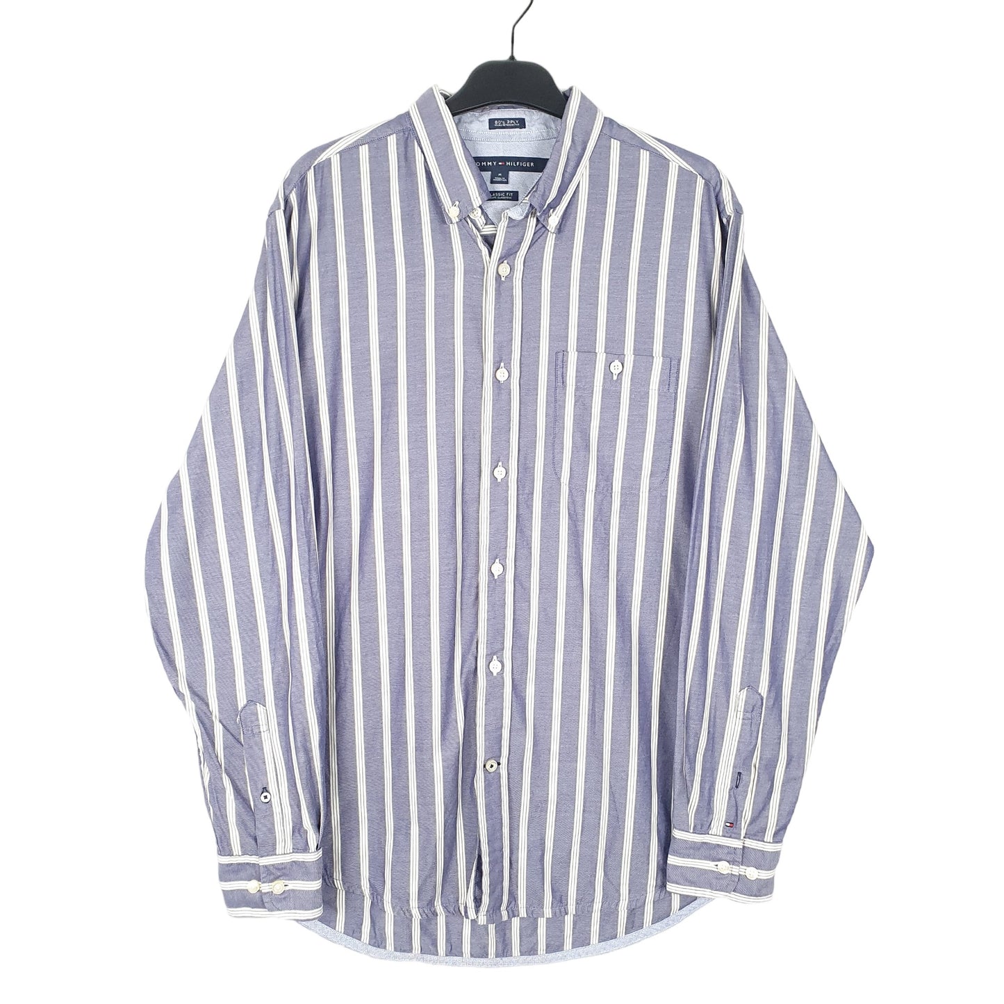 Mens Blue Tommy Hilfiger 80s 2Ply Long Sleeve Shirt