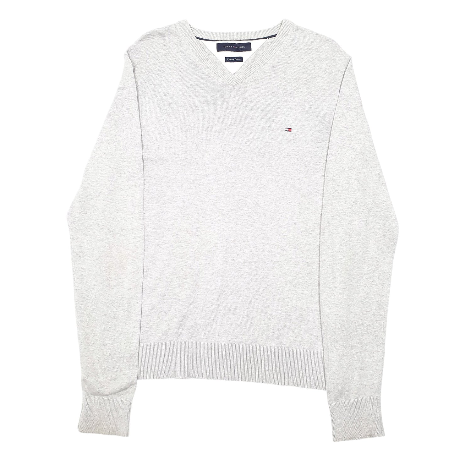 Mens Grey Tommy Hilfiger Knit V Neck Jumper