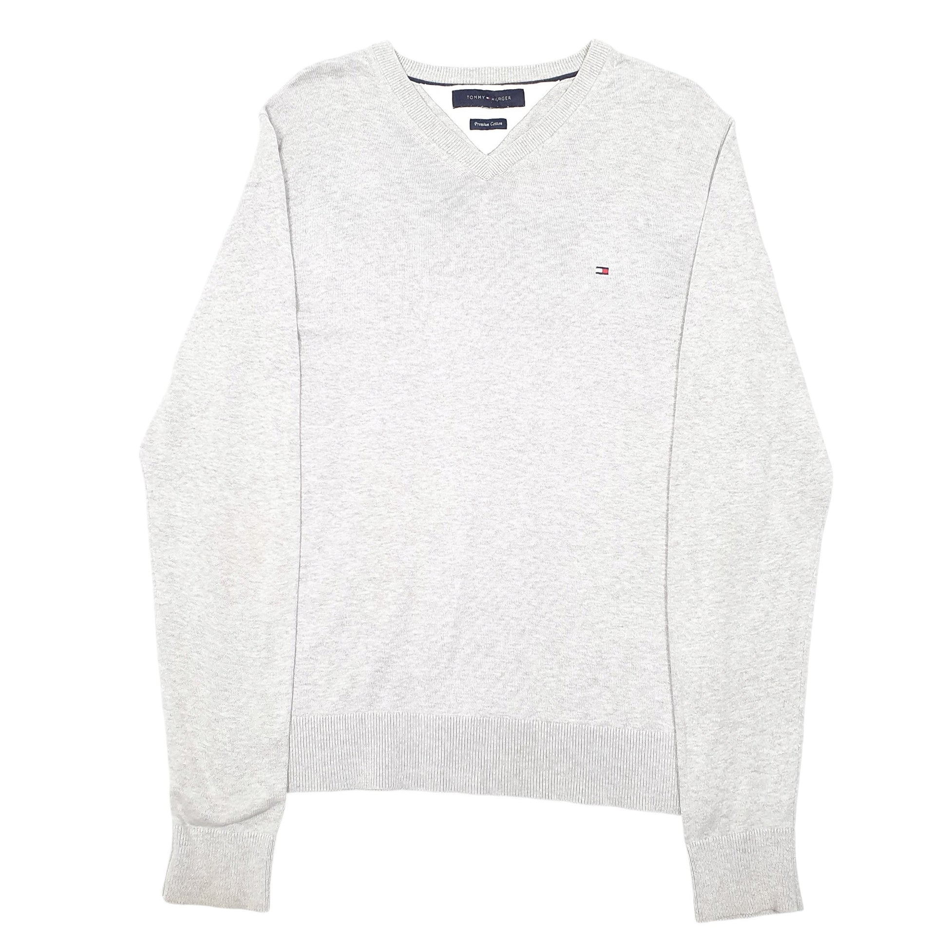 Mens Grey Tommy Hilfiger Knit V Neck Jumper