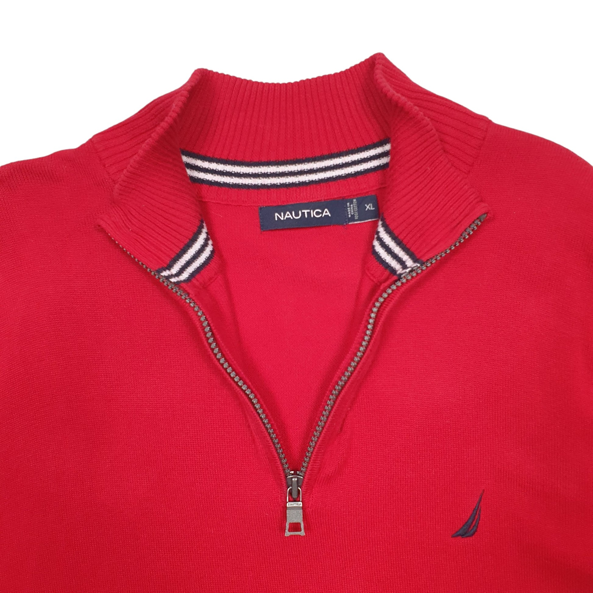 Mens Red Nautica  Quarter Zip Jumper