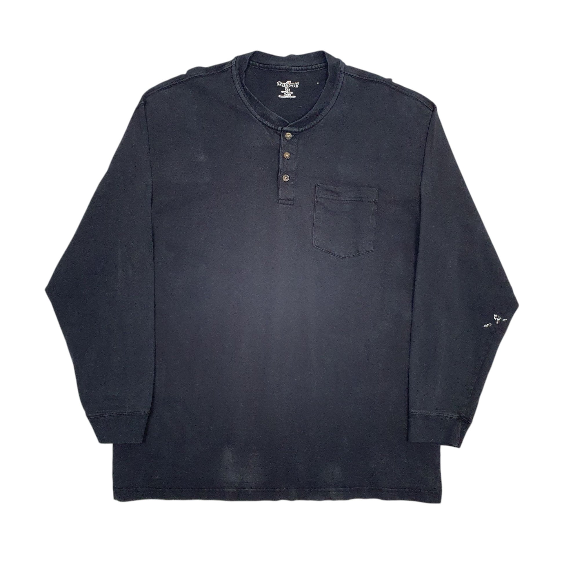 Mens Black Carhartt Henley Long Sleeve T Shirt