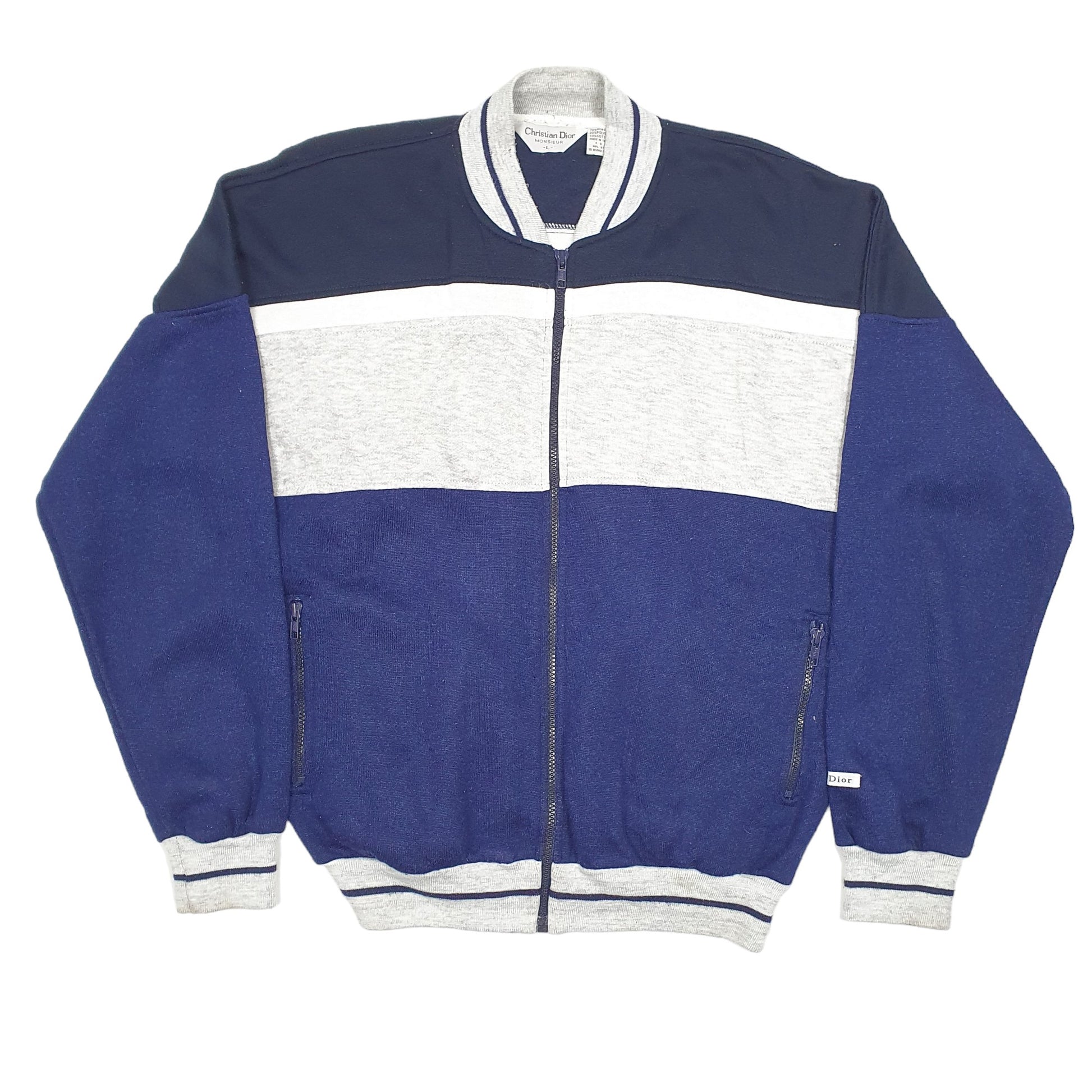 Mens Grey Christian Dior Vintage Sweat Monsieur Designer Full Zip Jumper