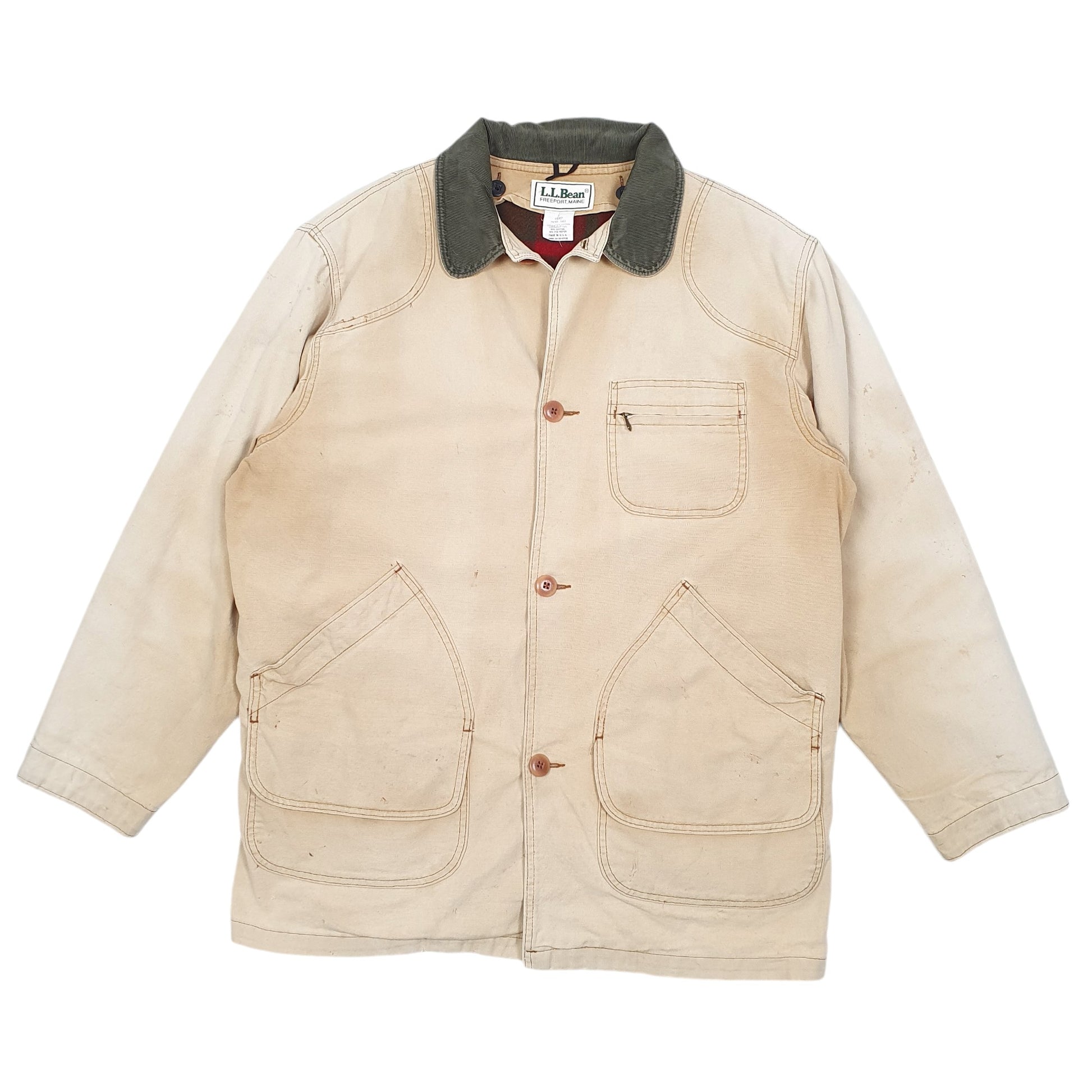 Mens Tan L.L.Bean Vintage Lined Hunting Barn Tall Made In USA  Coat