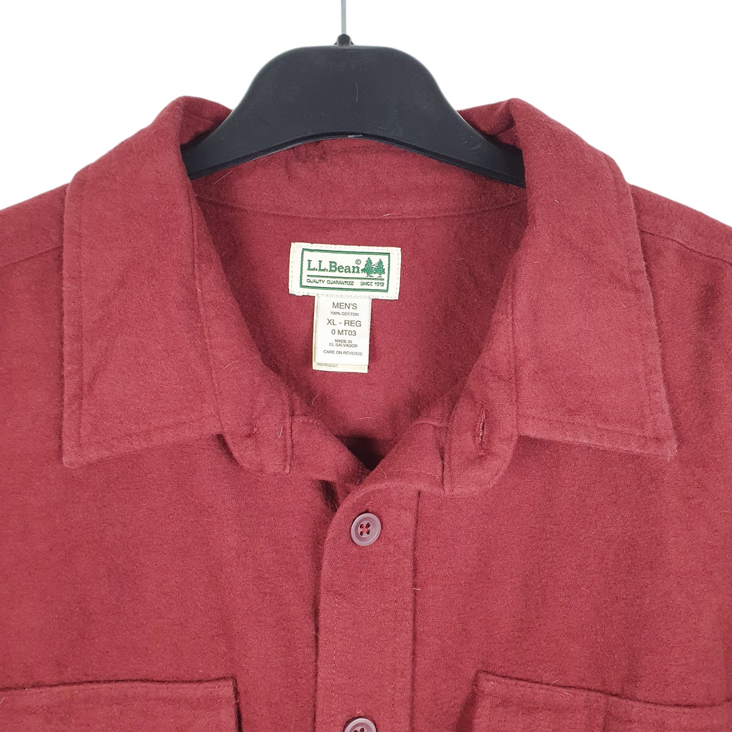 Mens Burgundy L.L.Bean Chamois Overshirt Shacket Long Sleeve Shirt