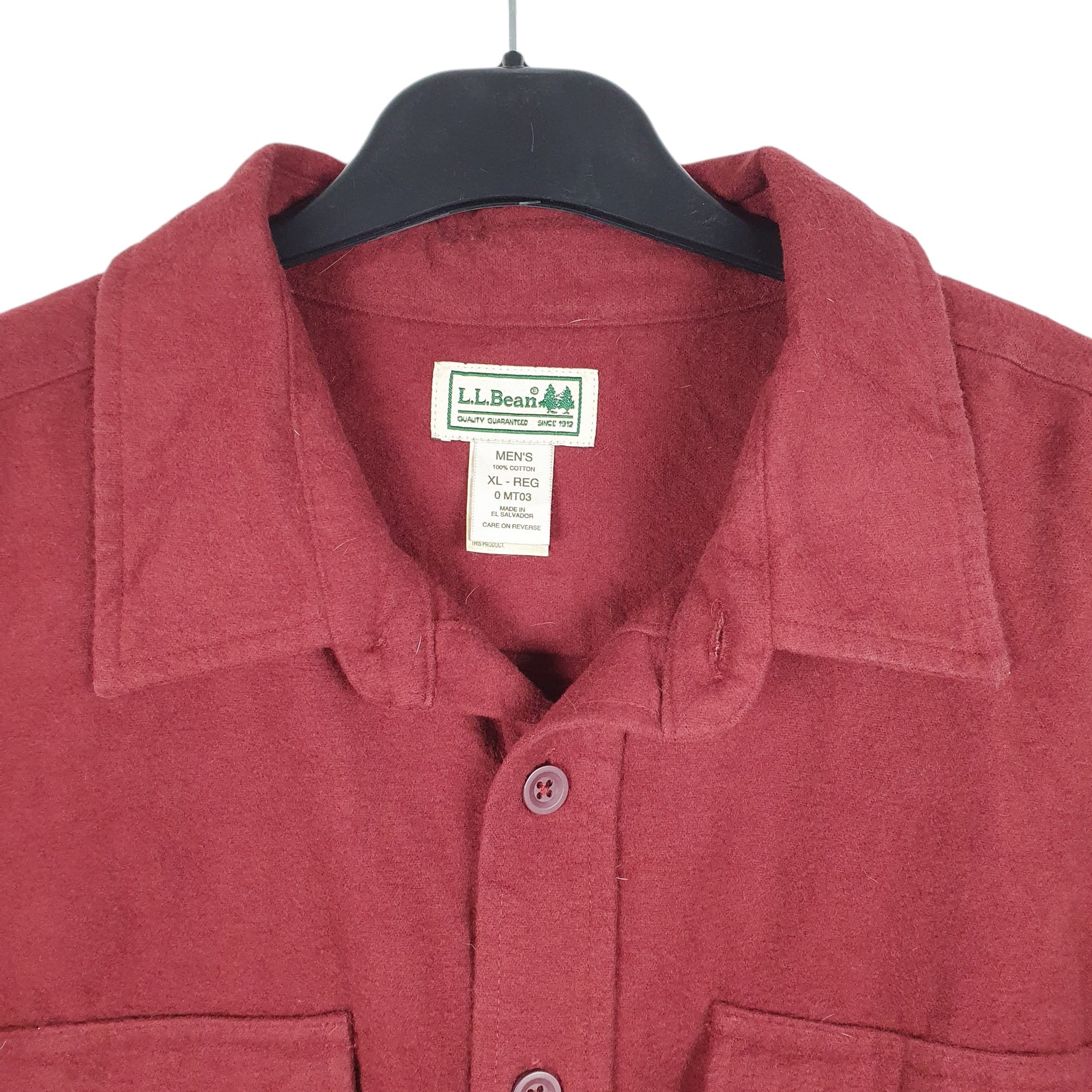 Mens Burgundy L.L.Bean Chamois Overshirt Shacket Long Sleeve Shirt