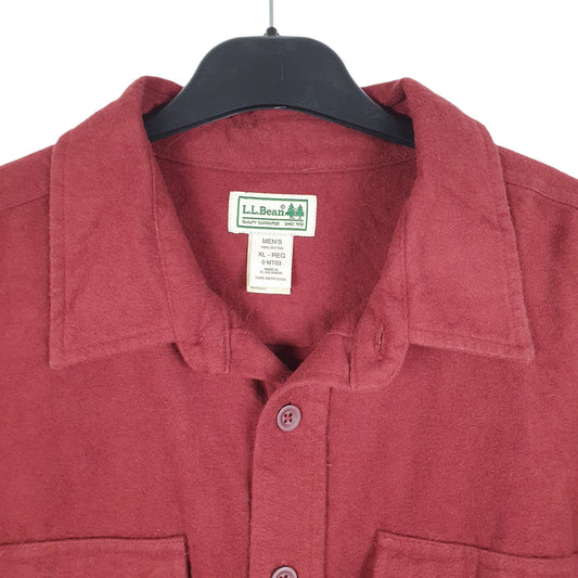 Mens Burgundy L.L.Bean Chamois Overshirt Shacket Long Sleeve Shirt