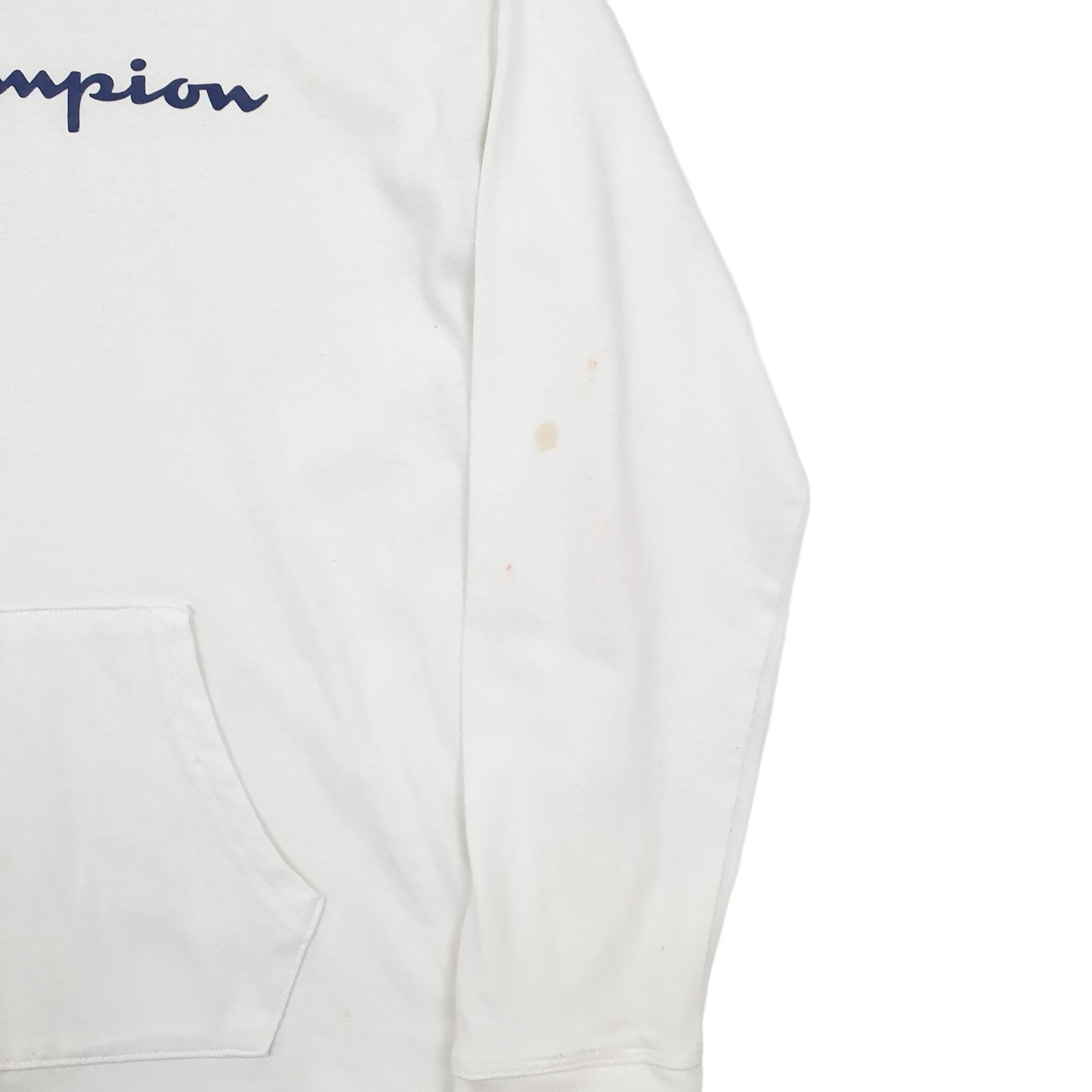 Womens White Champion Spellout Hoodie Jumper