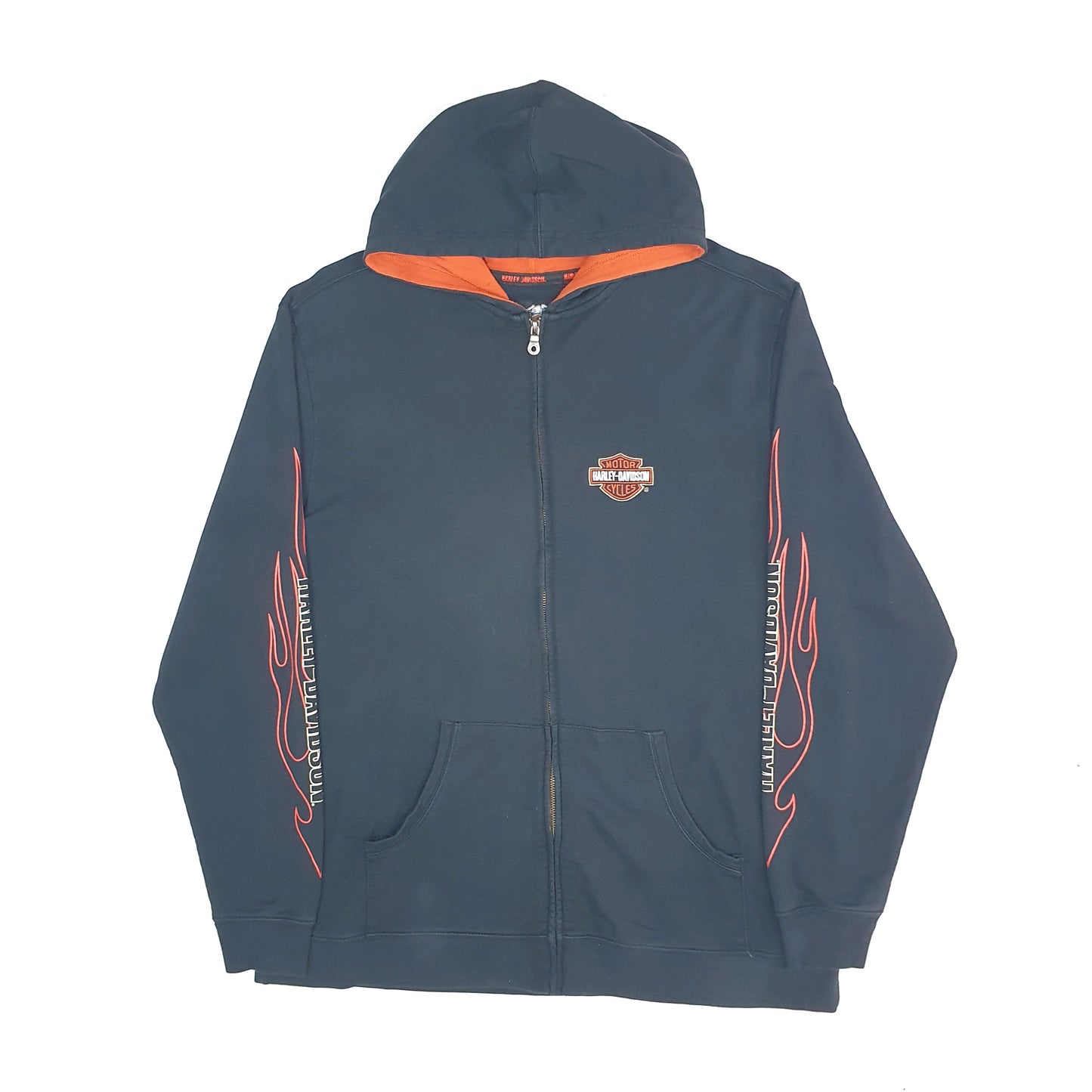 Mens Black Harley Davidson Motorcycles Hoodie Full Zip Jumper