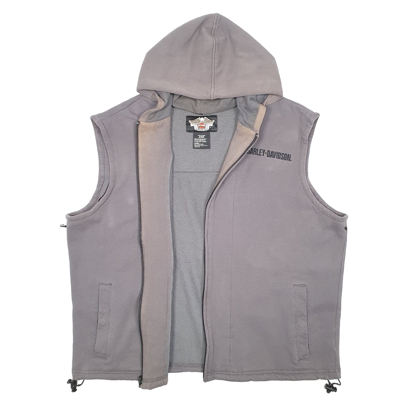 Mens Grey Harley Davidson Hooded Hoodie Biker Motorcycles Gilet Jumper