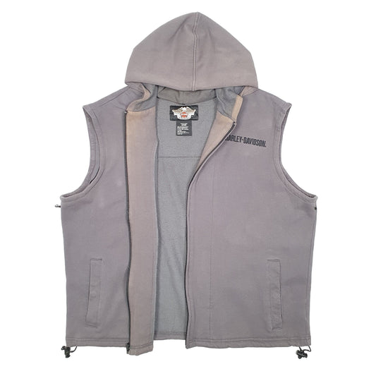 Mens Grey Harley Davidson Hooded Hoodie Biker Motorcycles Gilet Jumper