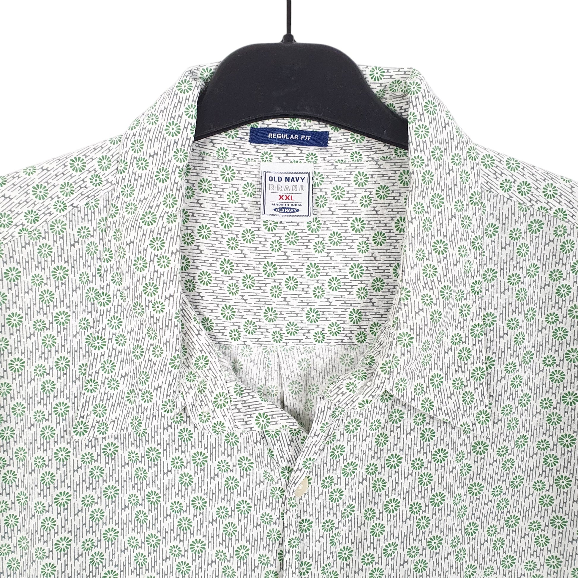 Mens White Old Navy Floral Flowers Short Sleeve Shirt
