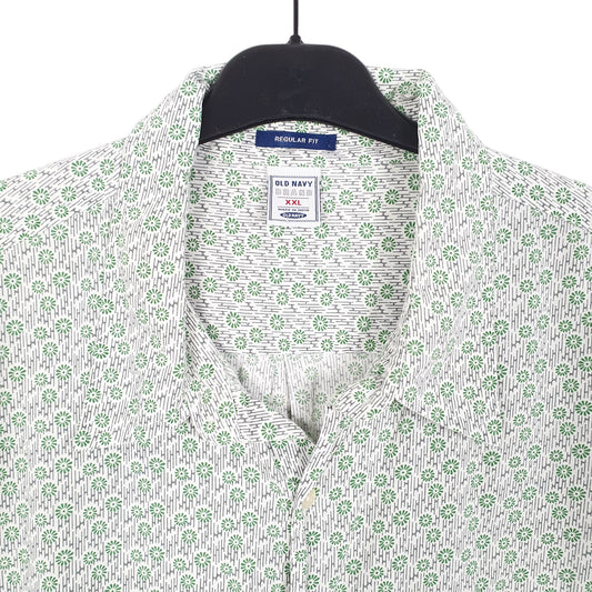 Mens White Old Navy Floral Flowers Short Sleeve Shirt