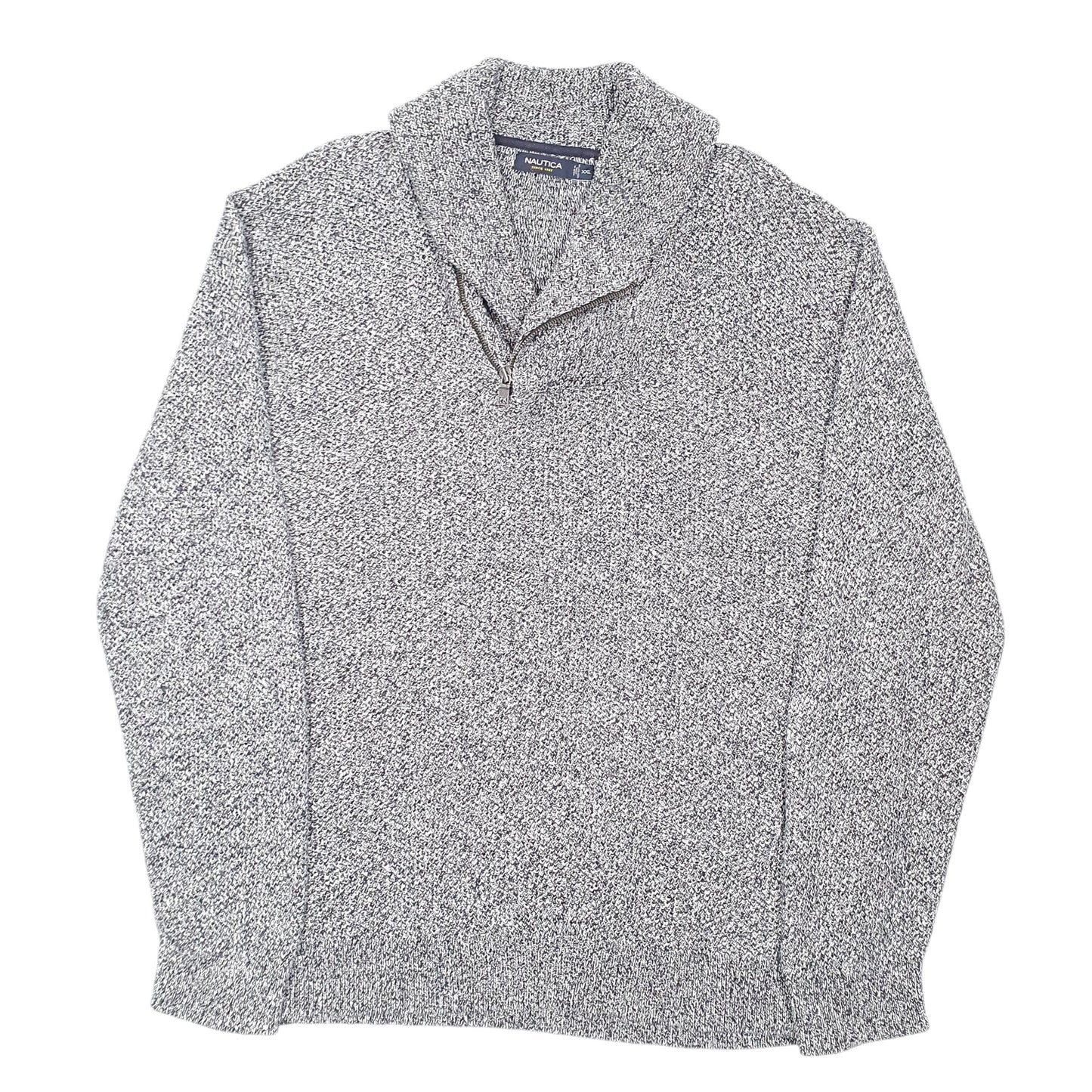 Mens Navy Nautica Knit Zip Shawl Jumper