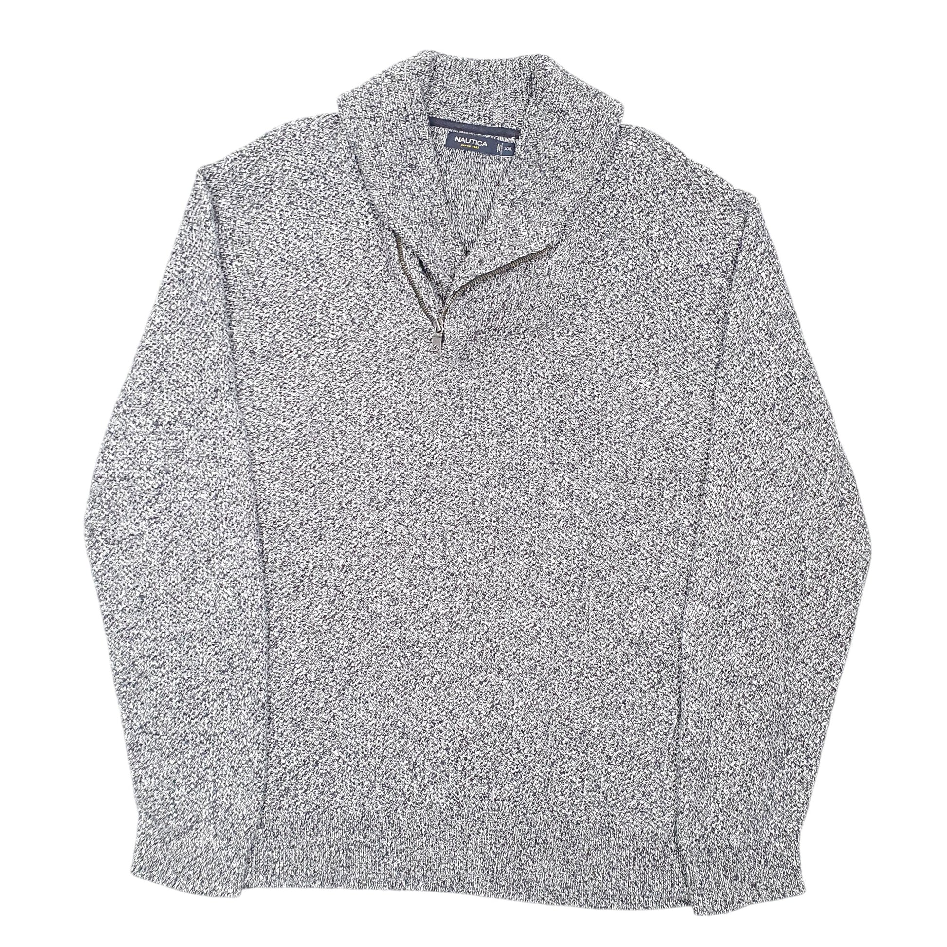 Mens Navy Nautica Knit Zip Shawl Jumper