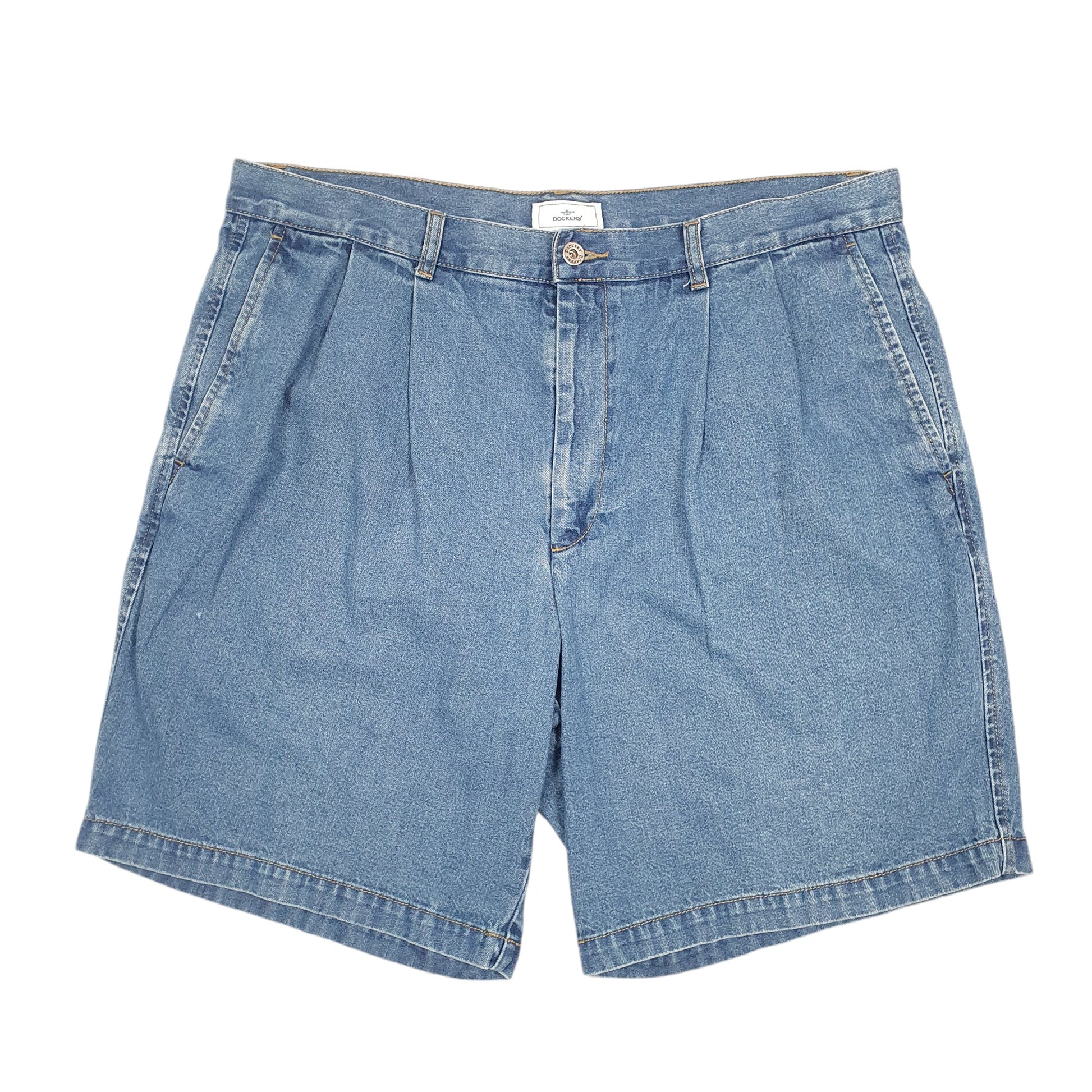 Mens Blue Dockers Double Pleated Jorts Jean Denim Shorts