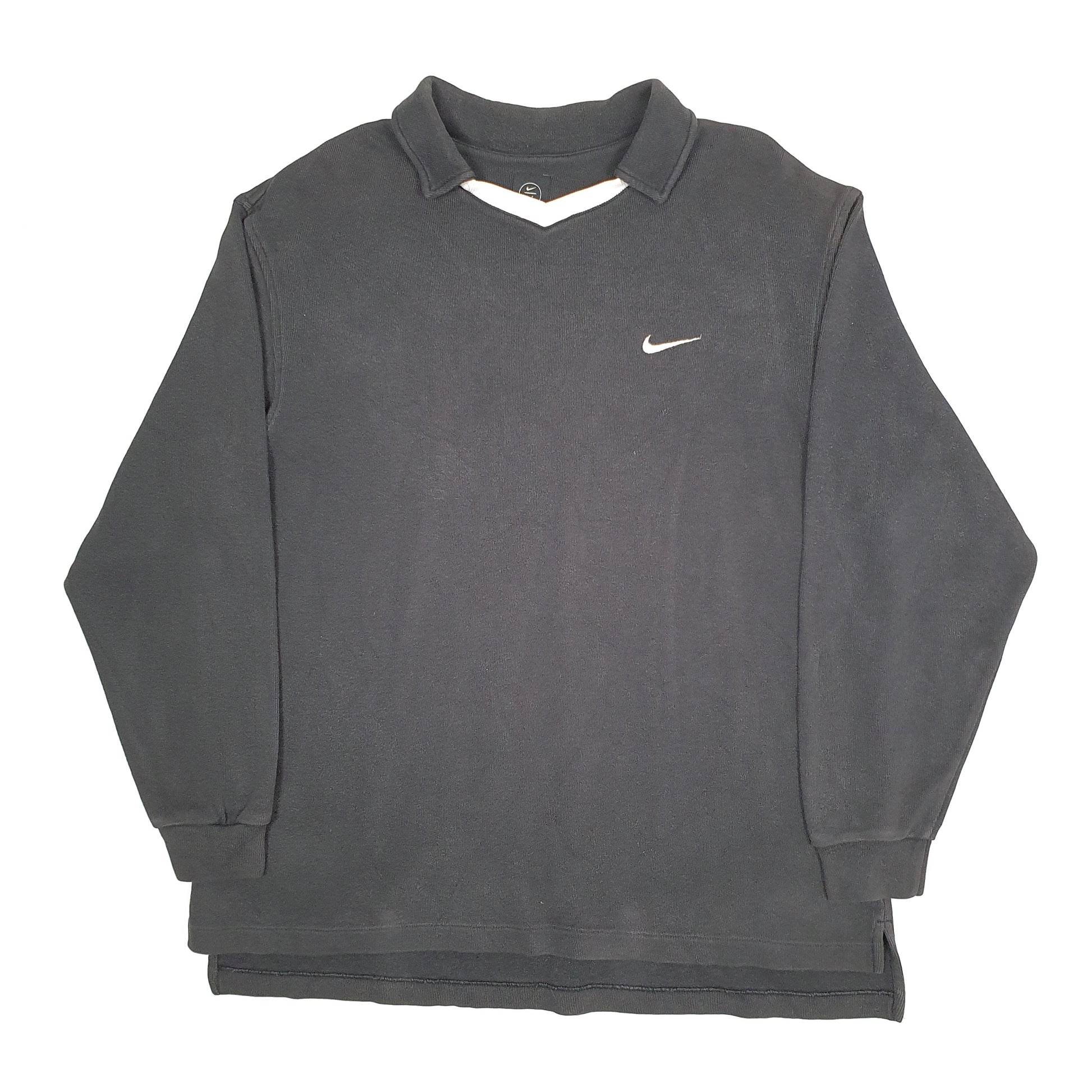 Mens Nike Black Crewneck Golf Vintage 2000s Collared Jumper XL