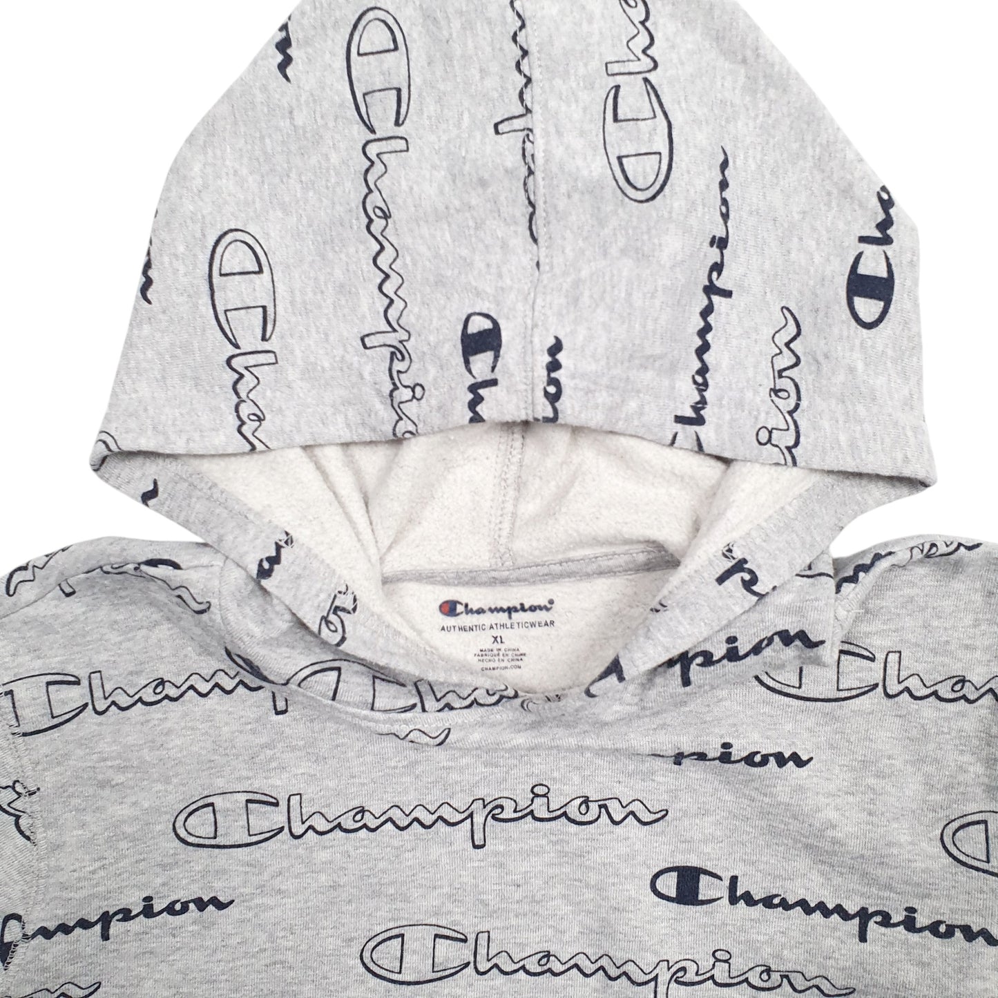 Womens Grey Champion Spellout Hoodie Jumper