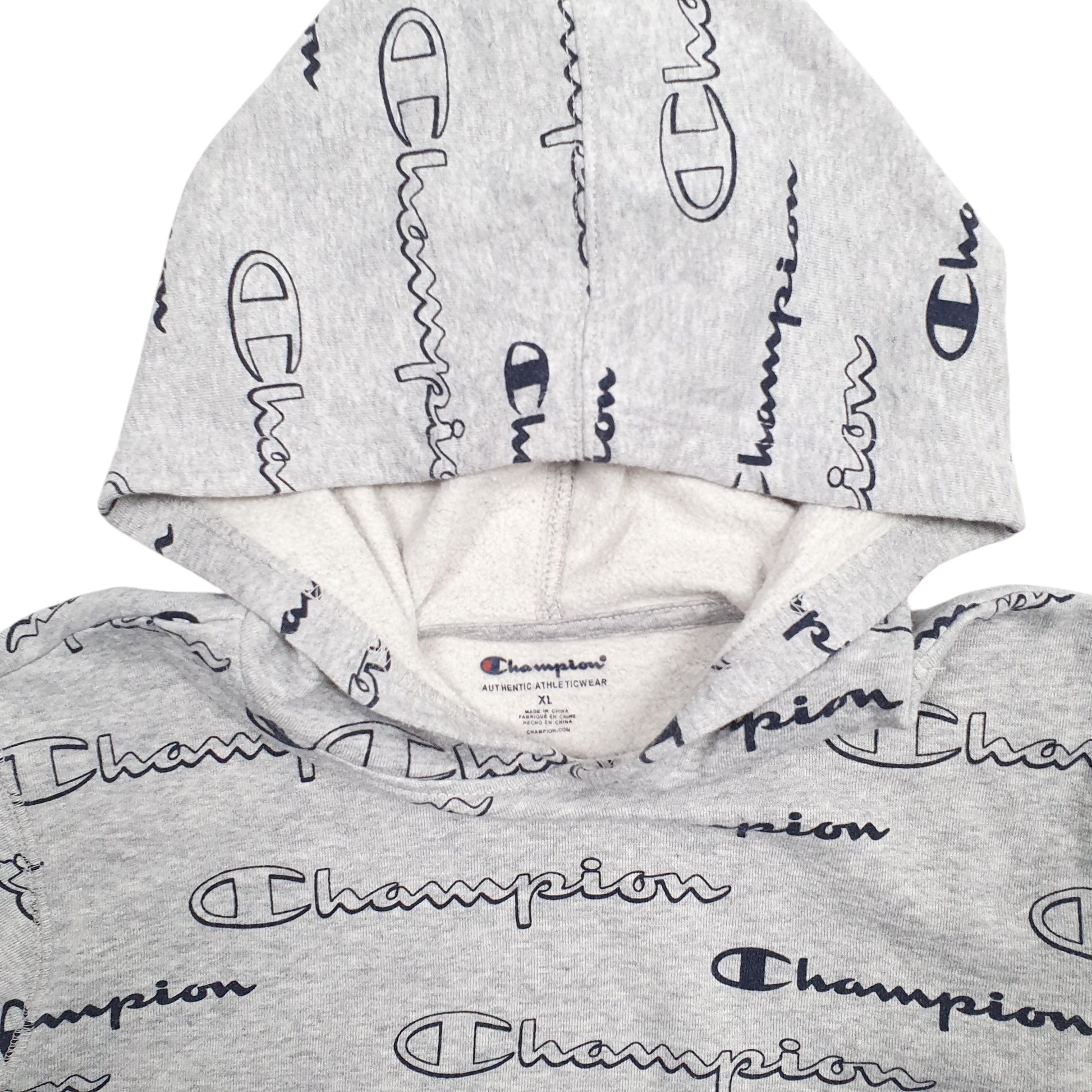 Womens Grey Champion Spellout Hoodie Jumper