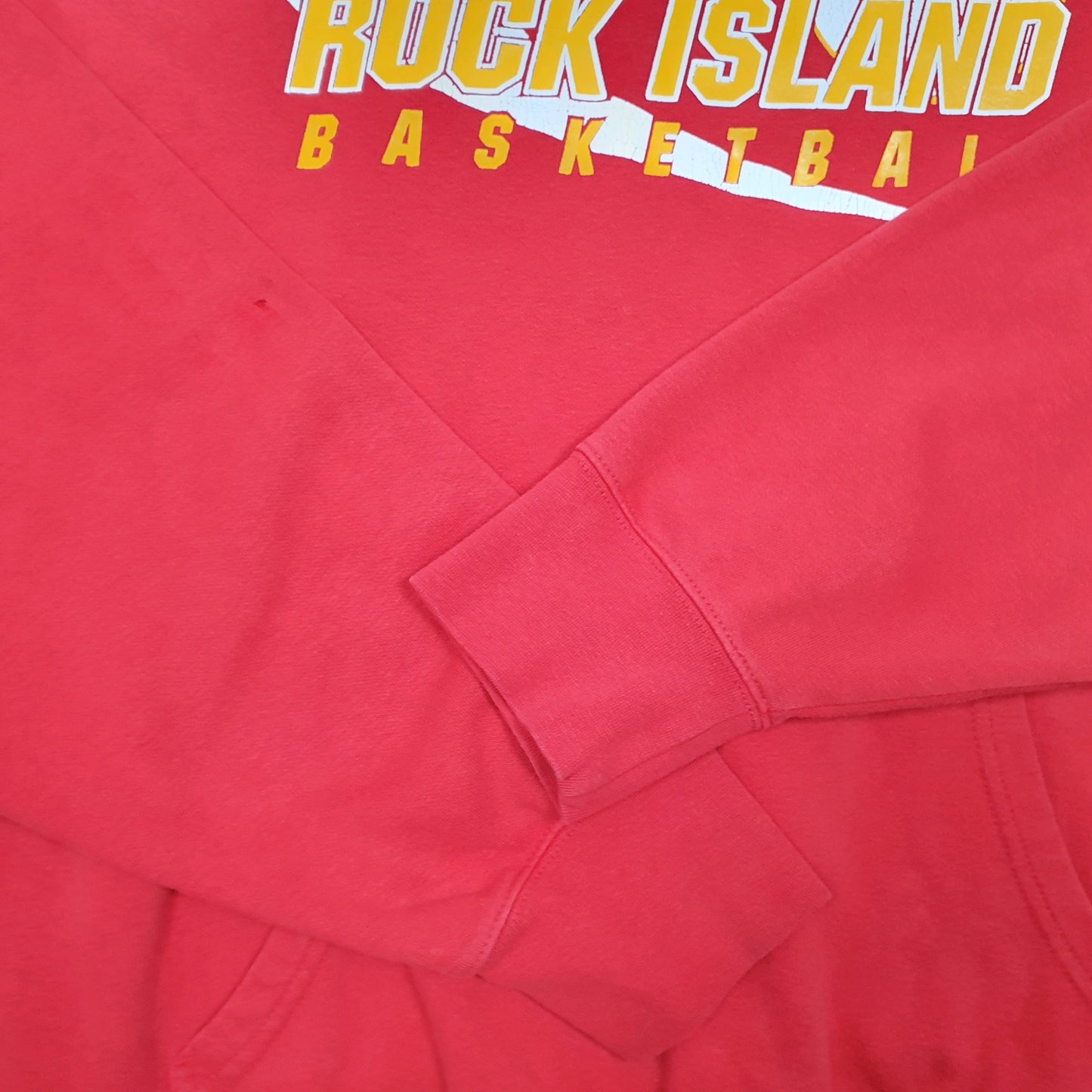 Mens Red Nike Rock Island Basketball Vintage Team 2000s Hoodie Jumper