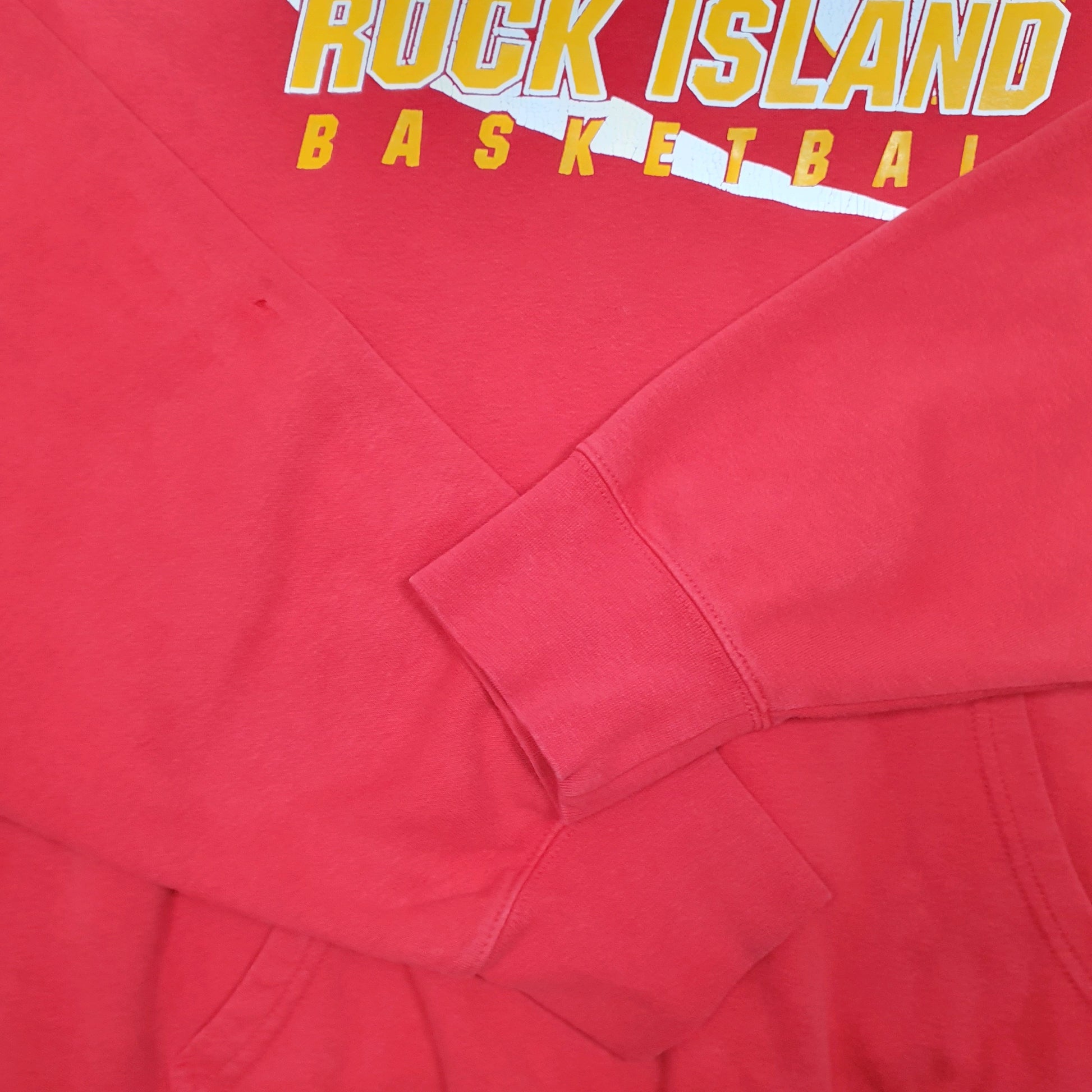 Mens Red Nike Rock Island Basketball Vintage Team 2000s Hoodie Jumper