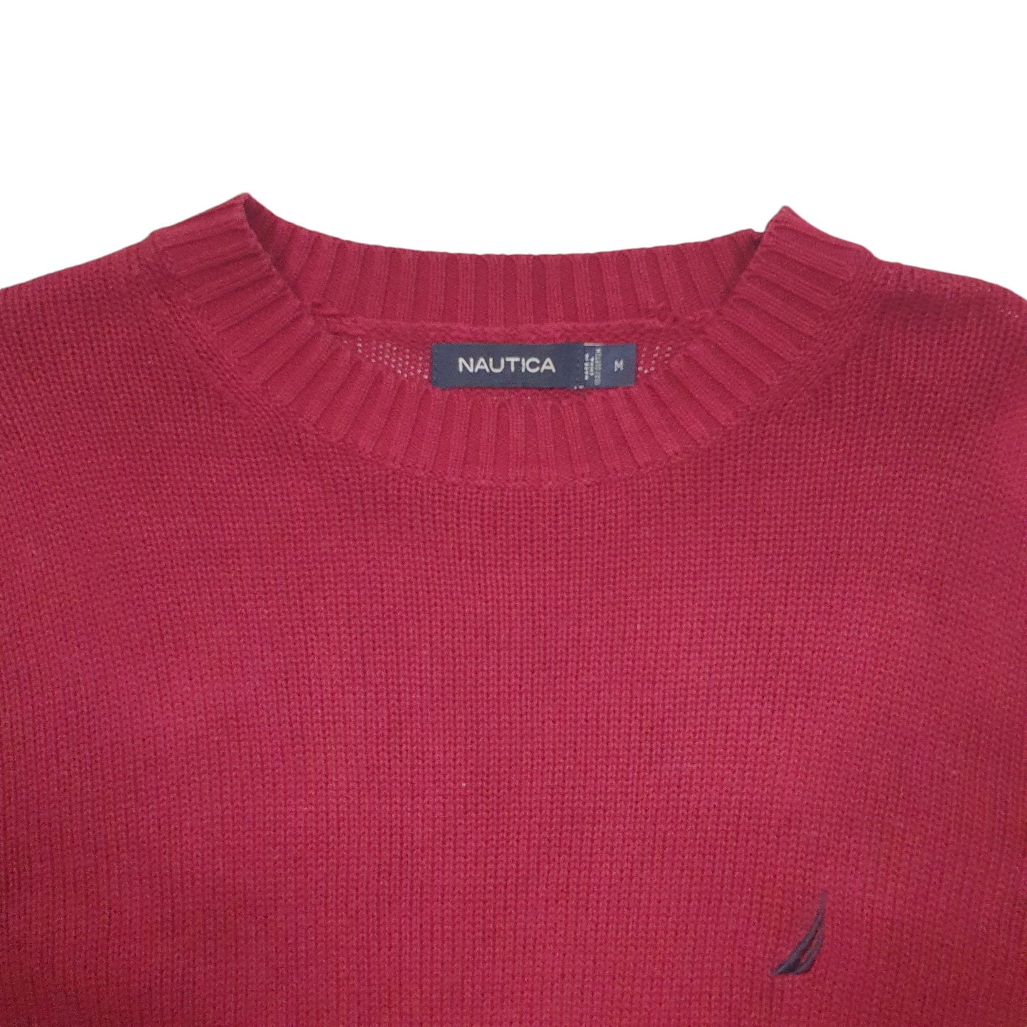 Mens Burgundy Nautica Knit Crewneck Jumper