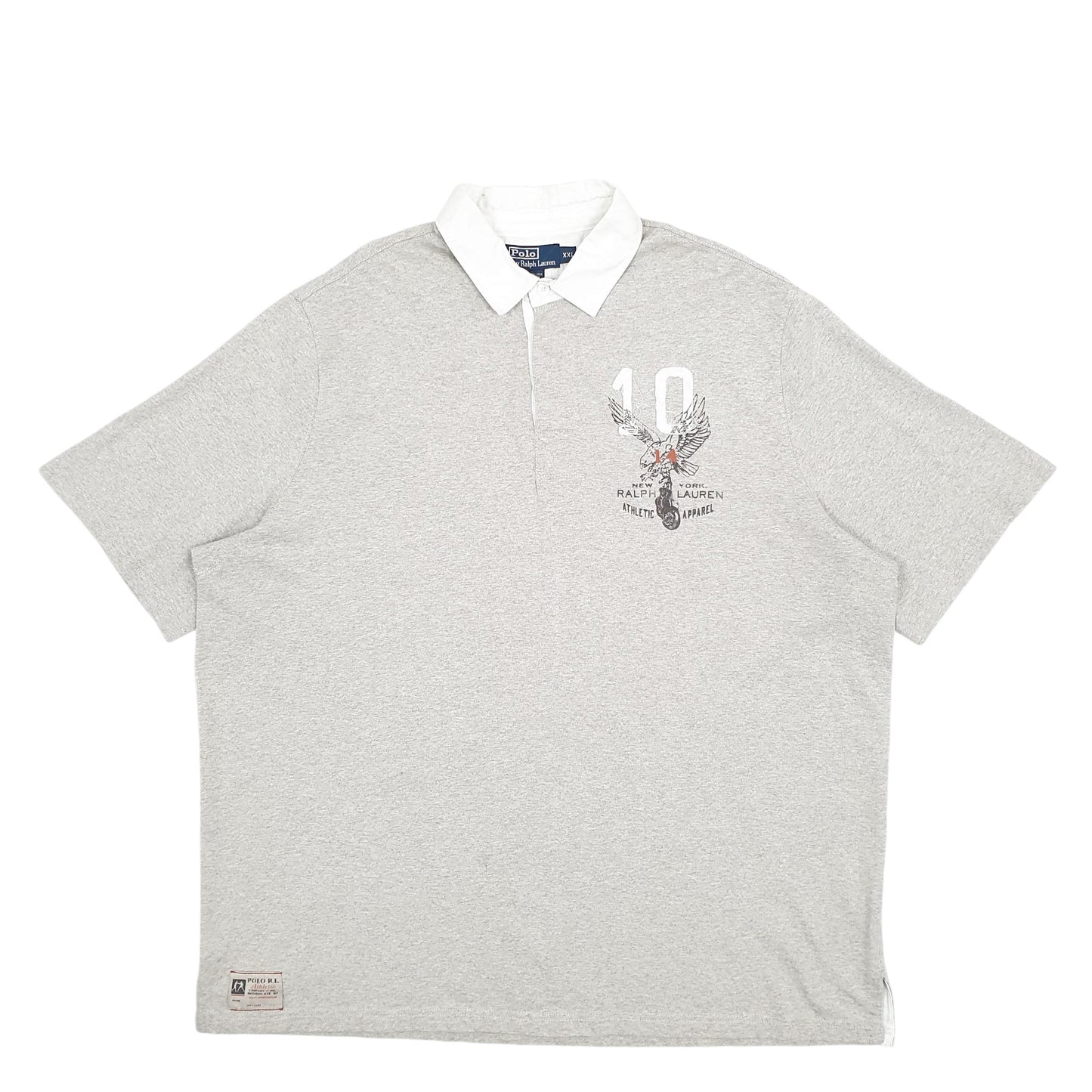 Mens Grey Ralph Lauren Rugby Motorbike Scooter New York Short Sleeve Polo Shirt