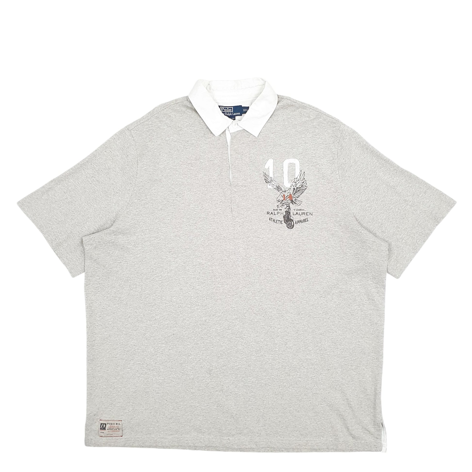 Mens Grey Ralph Lauren Rugby Motorbike Scooter New York Short Sleeve Polo Shirt