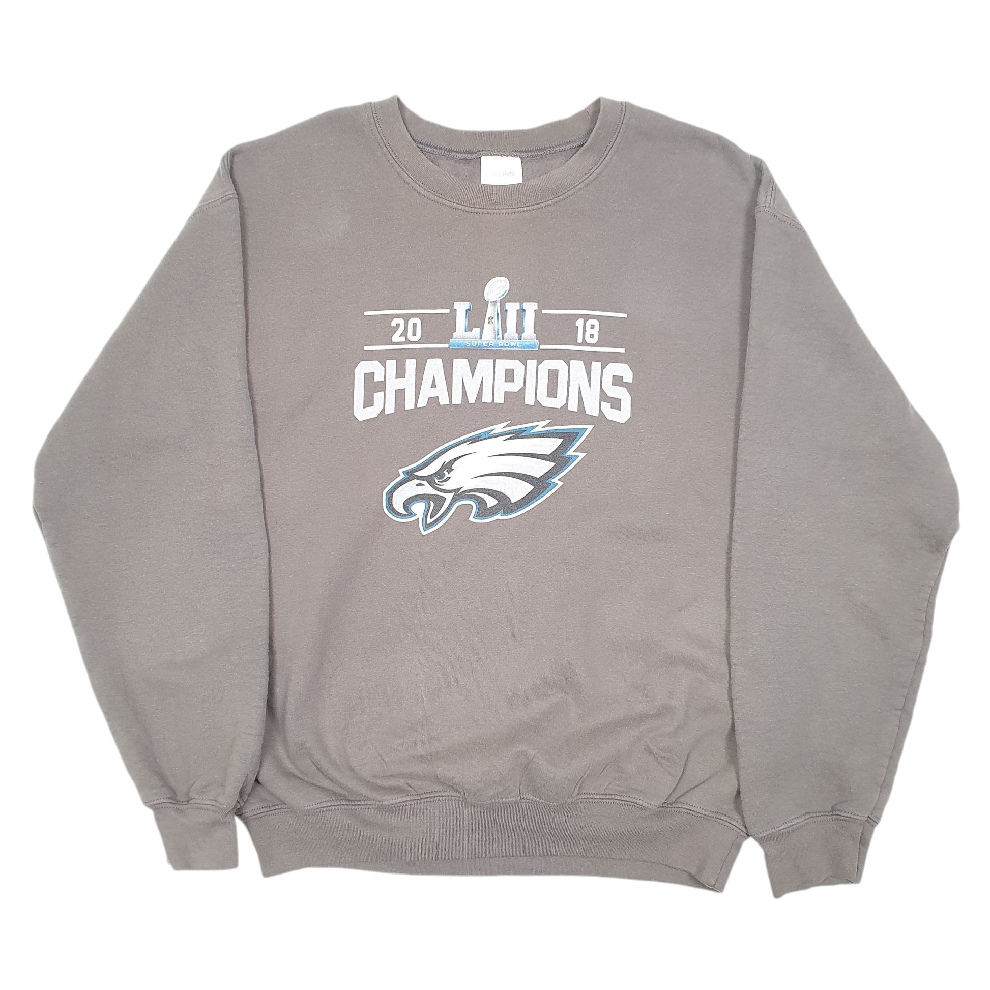 Mens Grey Gildan Philadelphia Eagles Football Superbowl Champions 2018 Crewneck Jumper