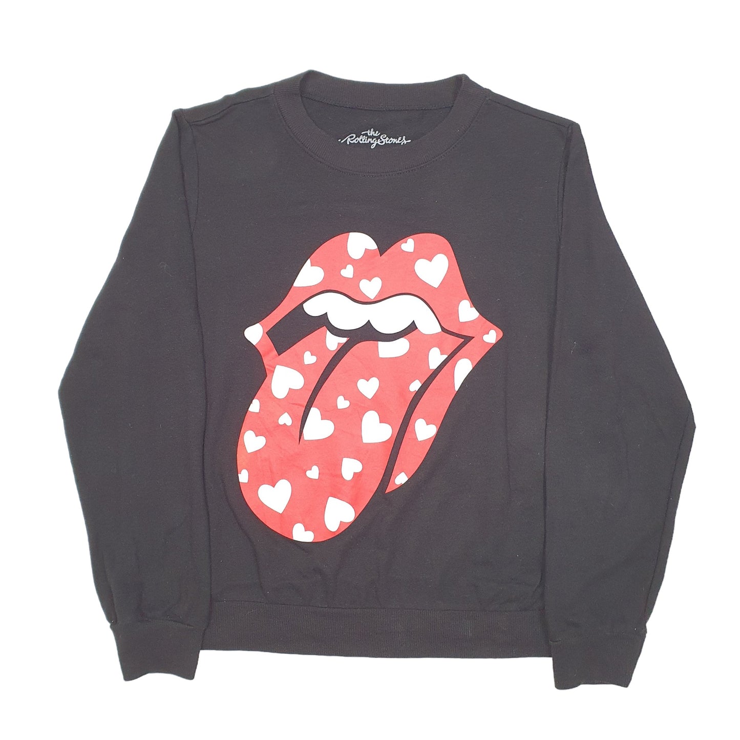 Womens Black The Rolling Stones Licks Band Mick Jagger Rock & Roll Crewneck Jumper