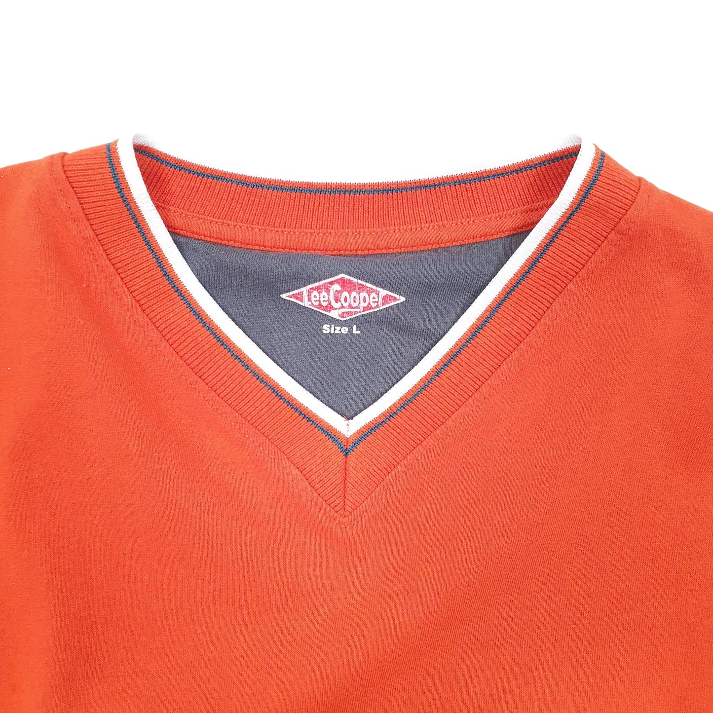 Mens Orange Lee Cooper V Neck Short Sleeve T Shirt