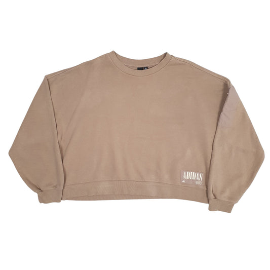 Womens Beige Adidas Crop Top Crewneck Jumper