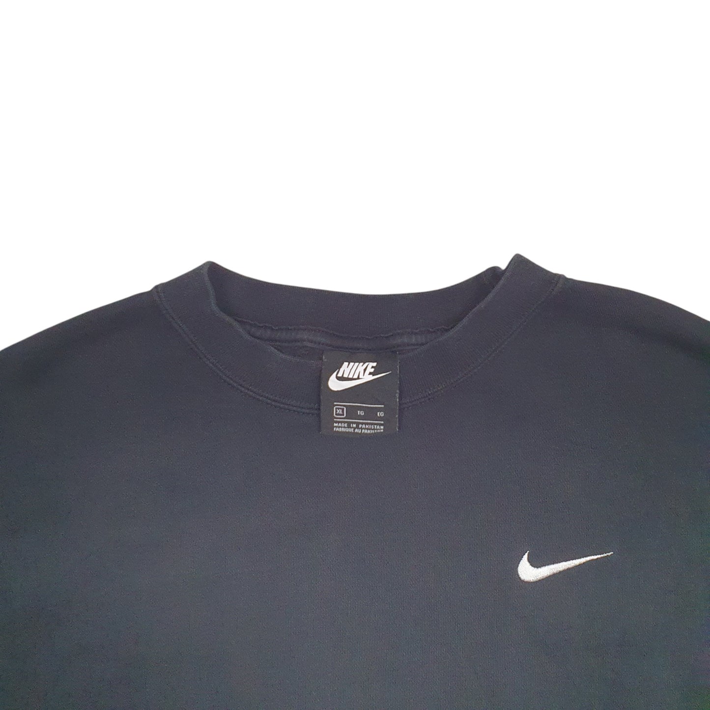 Womens Black Nike Crop Top Crewneck Jumper