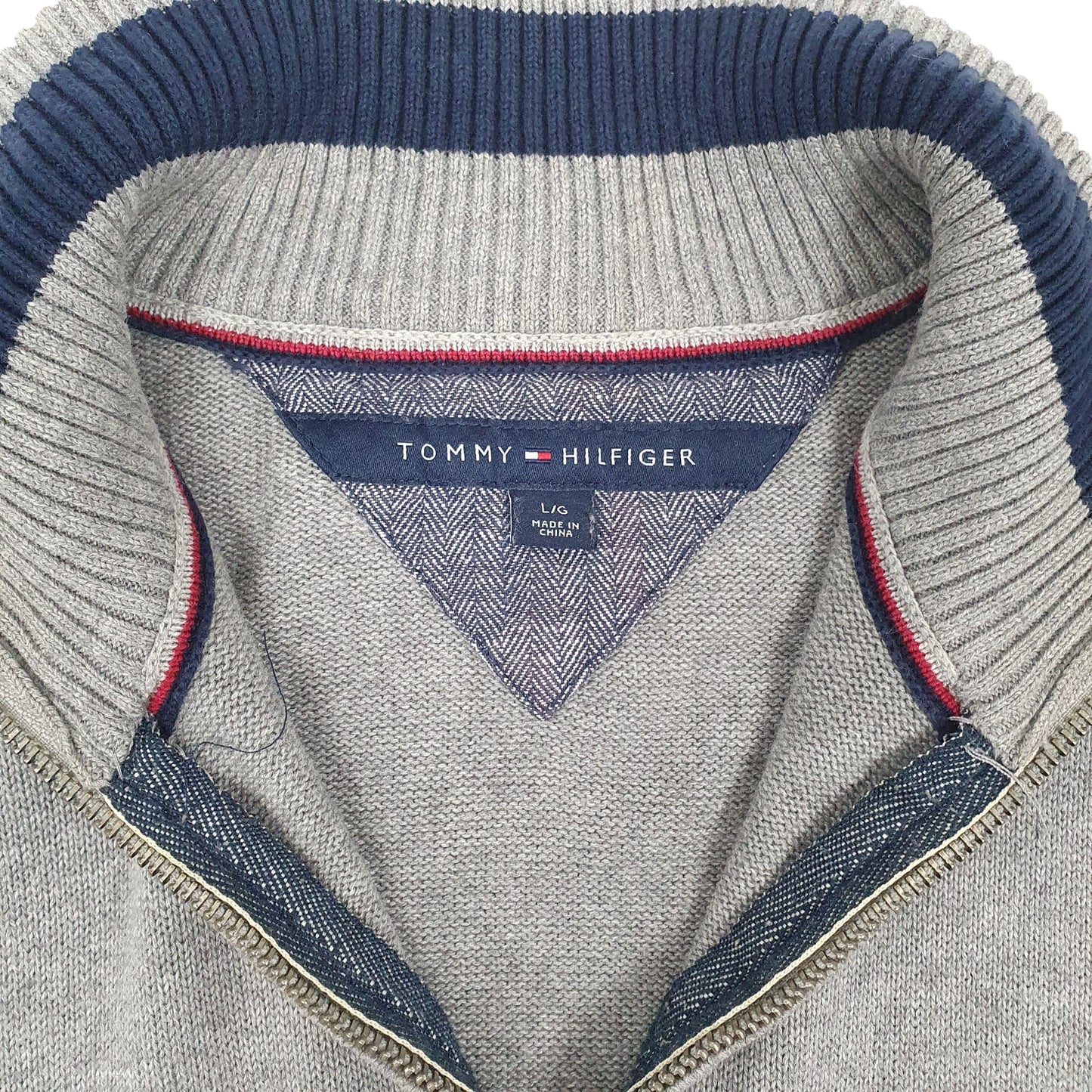 Mens Grey Tommy Hilfiger  Quarter Zip Jumper