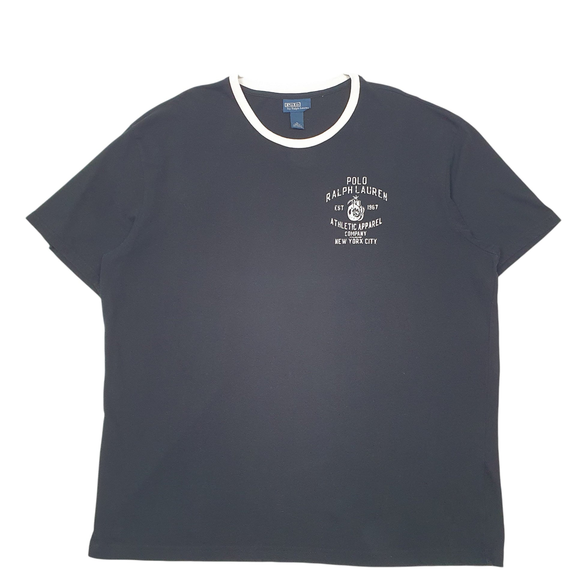 Mens Black Polo Ralph Lauren Ringer Athletic Apparel New York City Short Sleeve T Shirt