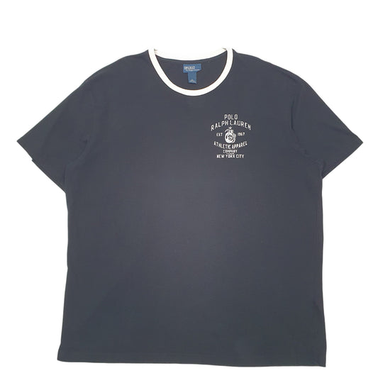 Mens Black Polo Ralph Lauren Ringer Athletic Apparel New York City Short Sleeve T Shirt