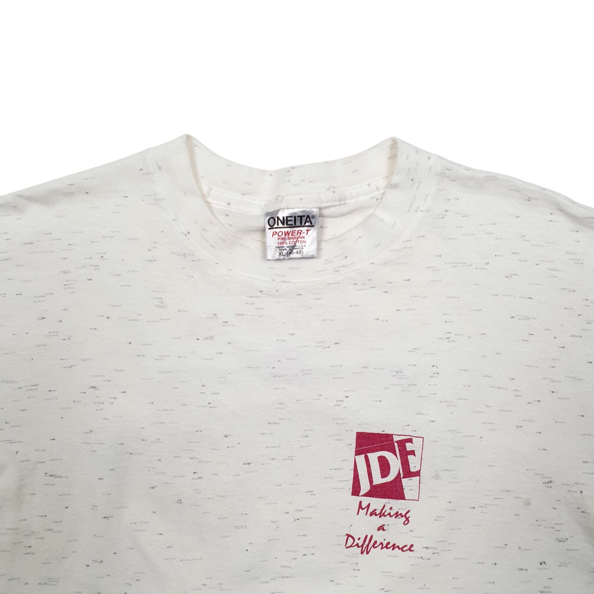 Mens White Oneita Single Stitch Vintage 90s Short Sleeve T Shirt