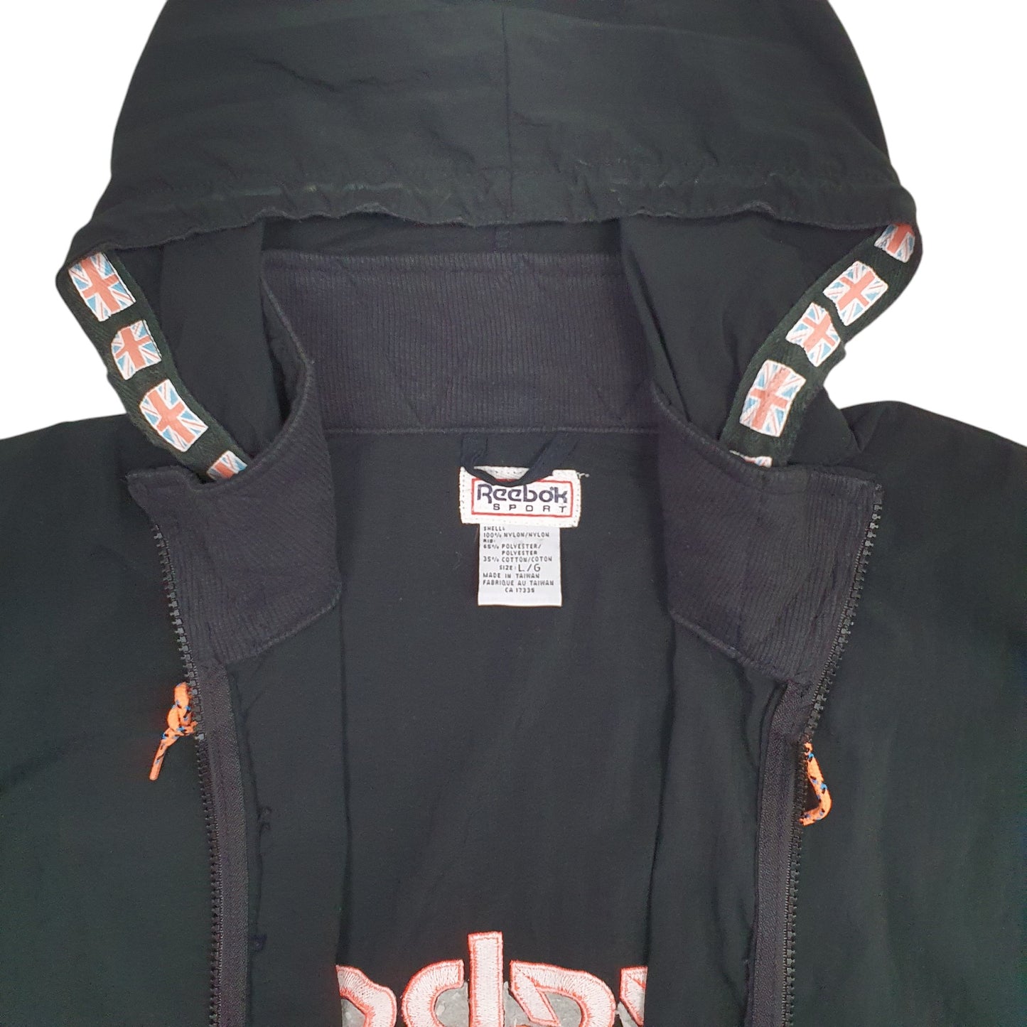 Mens Black Reebok Spellout Vintage 90's  Coat