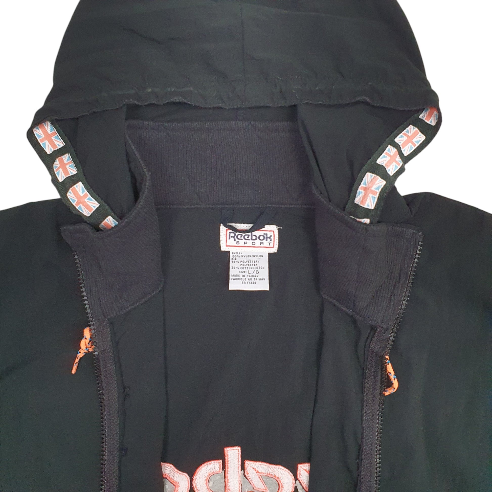 Mens Black Reebok Spellout Vintage 90's  Coat