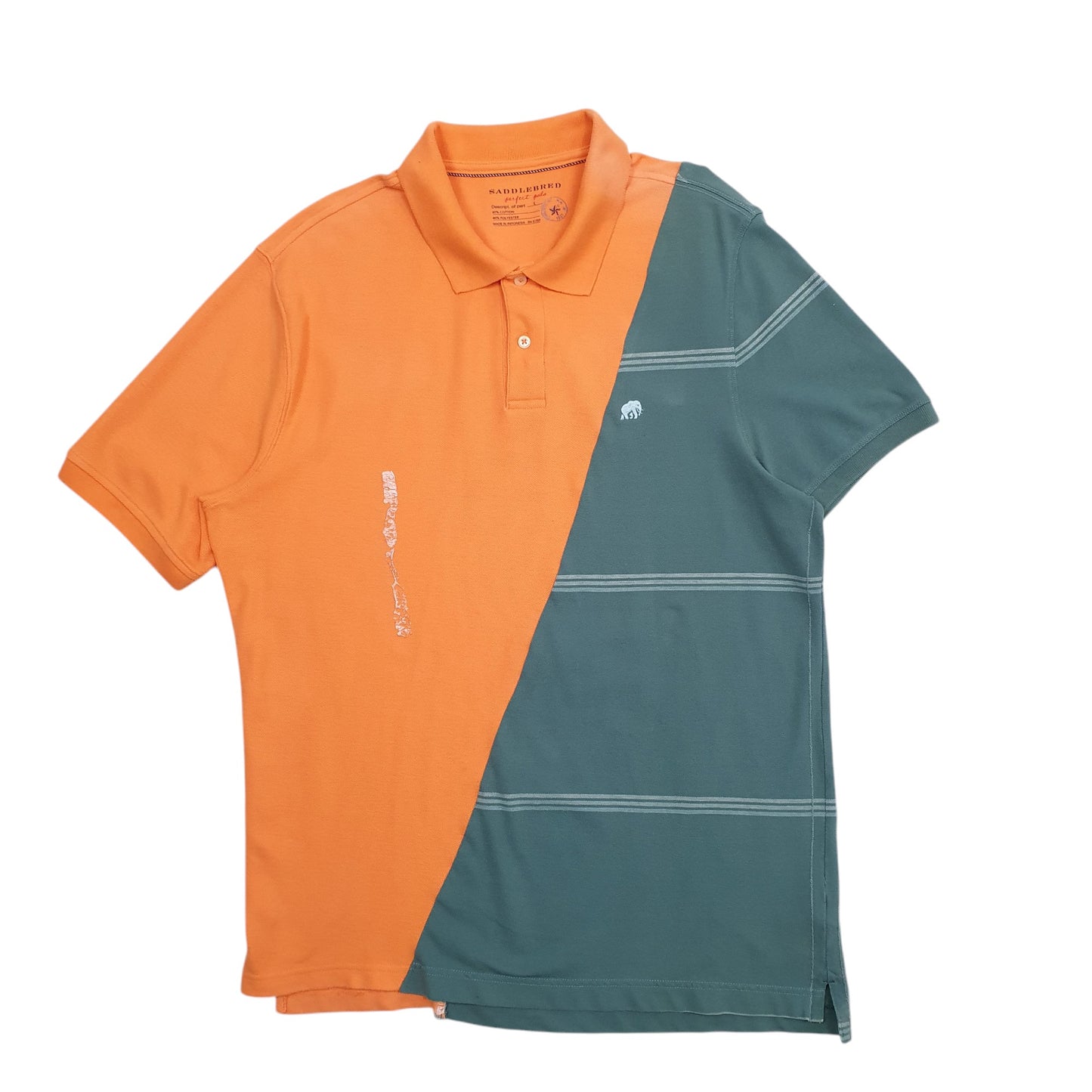 Mens Orange Saddlebred Reworked Short Sleeve Polo Shirt