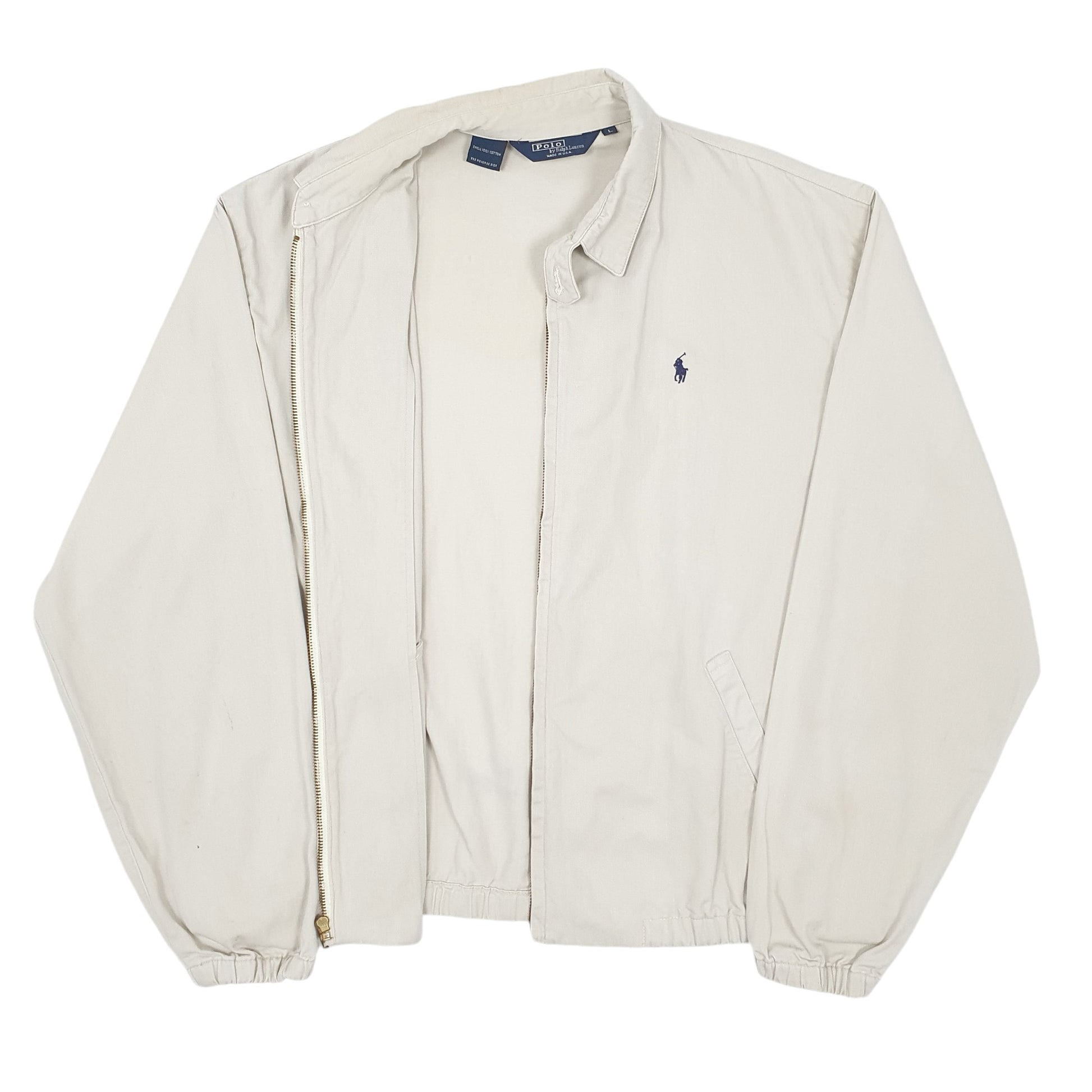 Mens Cream Polo Ralph Lauren Vintage 1980s Made in USA Crewneck Coat