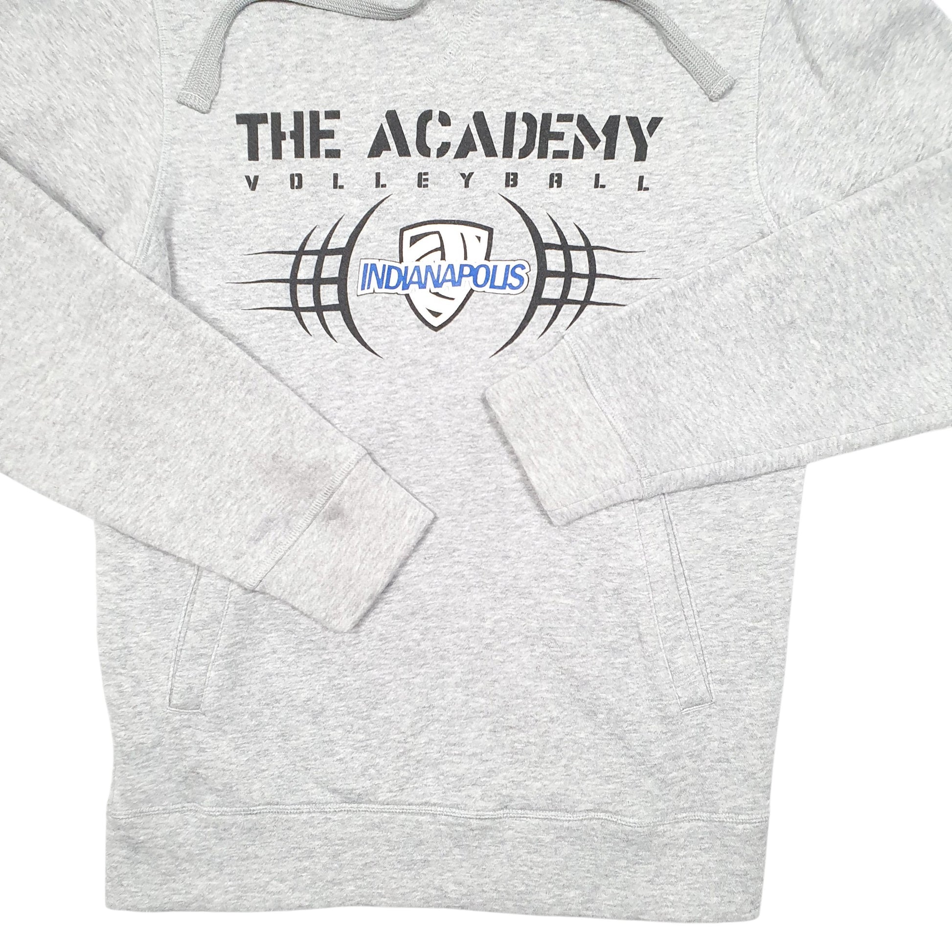 Mens Grey Adidas Volleyball Academy Indianapolis USA Spellout Hoodie Jumper