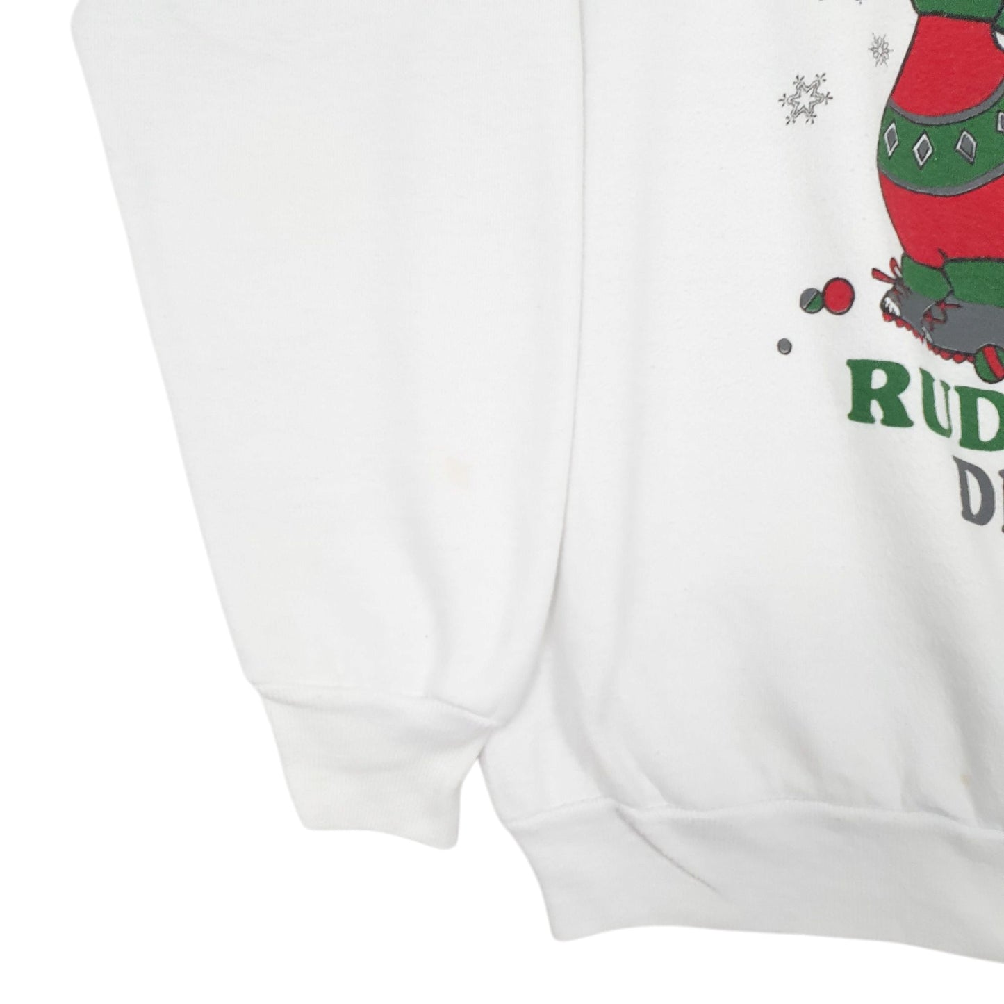 Mens White B.J Design Vintage 90s Made In USA Christmas Crewneck Jumper