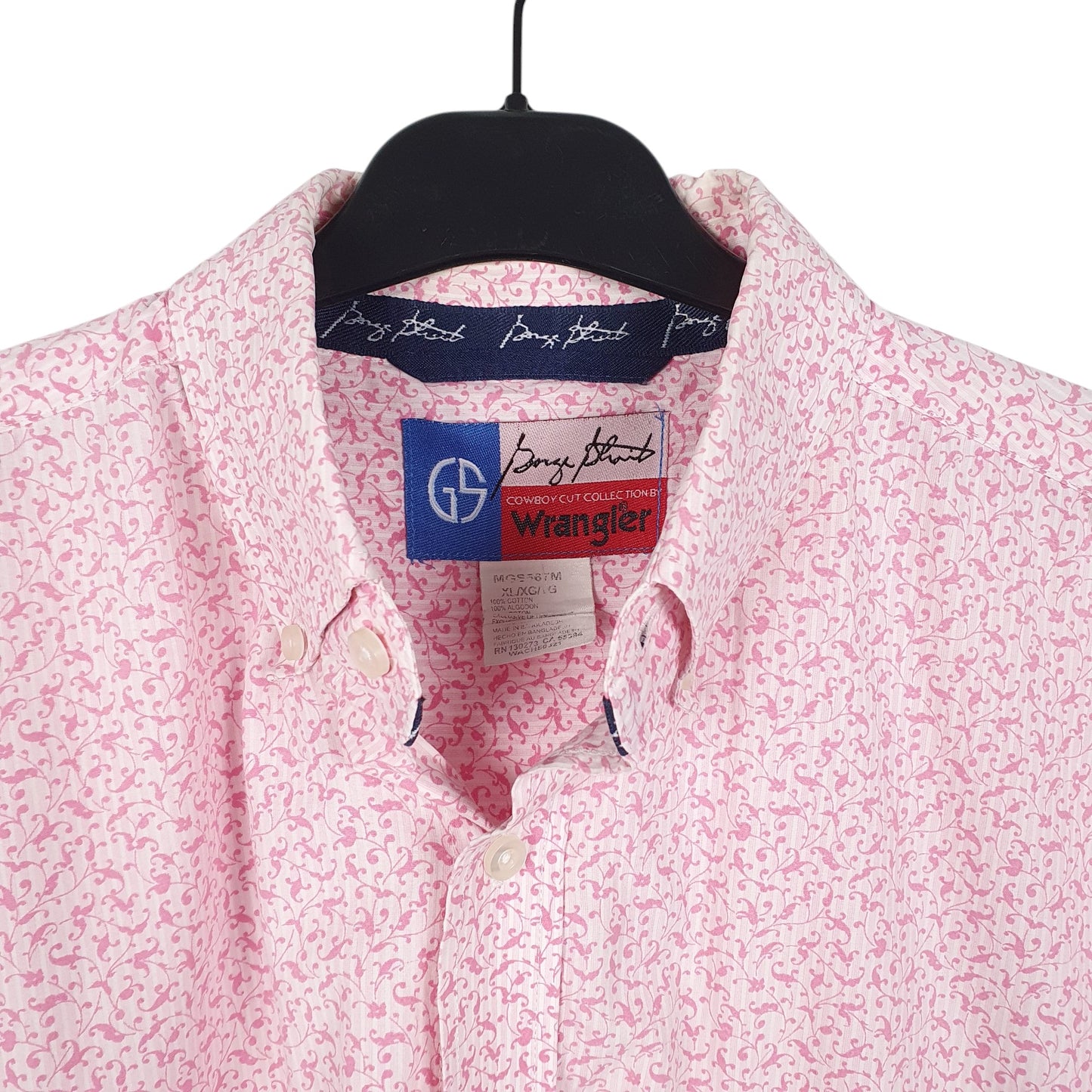 Mens Pink Wrangler Floral Cowboy Cut Collection Long Sleeve Shirt