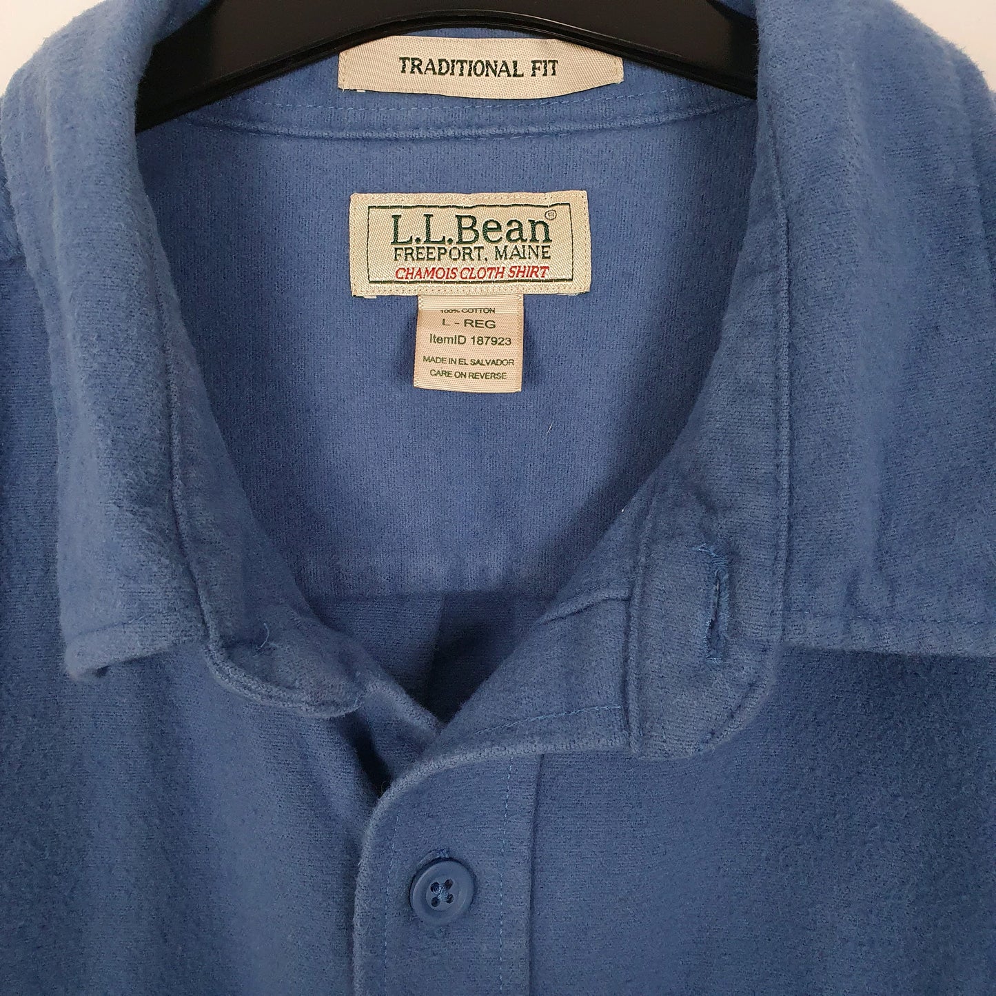 Mens Blue L.L.Bean Chamois Overshirt Traditional Long Sleeve Shirt