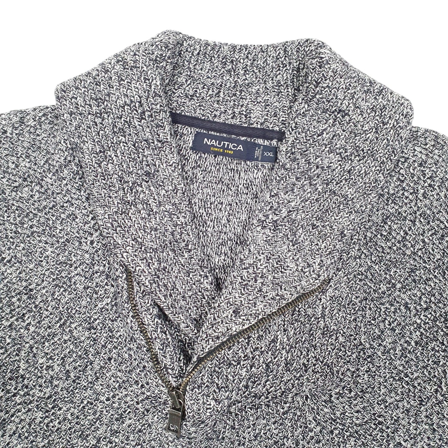 Mens Navy Nautica Knit Zip Shawl Jumper