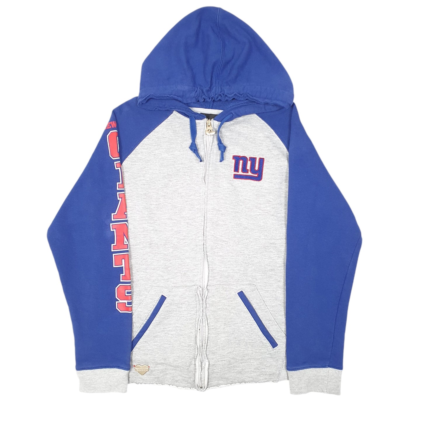 Womens Grey Reebok Hoodie NFL New York Giants Football USA Full Zip Jumper