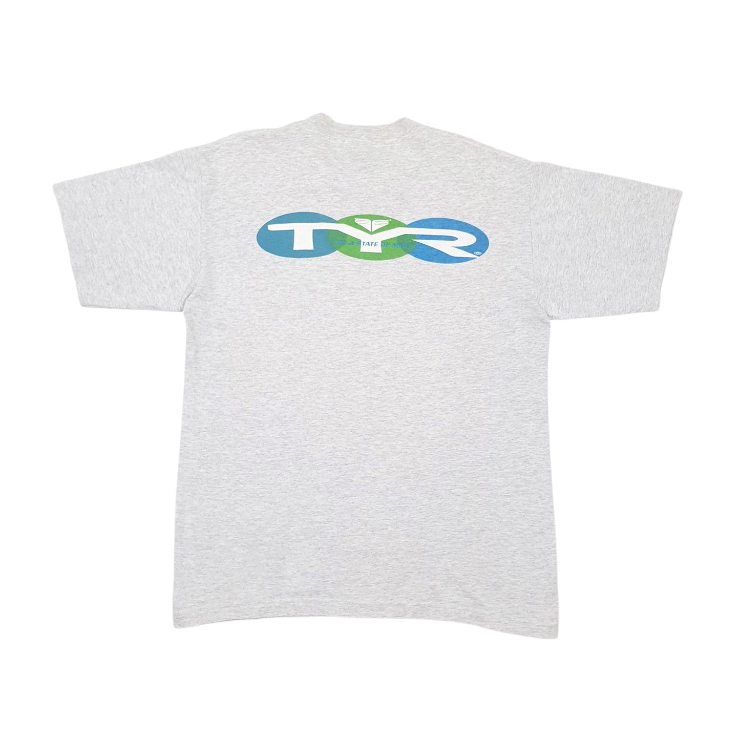 Mens Grey TYR Single Stitch Vintage 90s Short Sleeve T Shirt