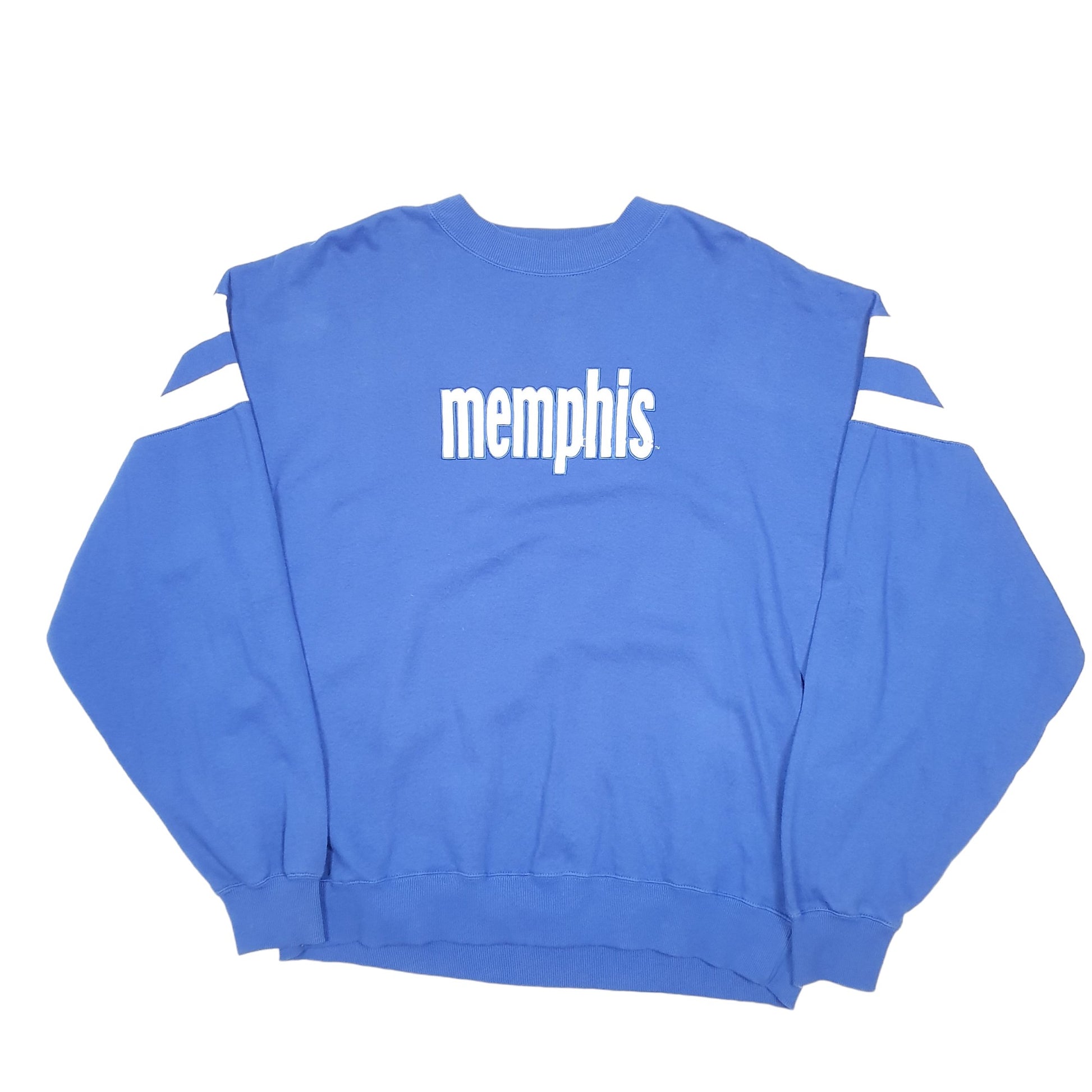Mens Blue Red Oak Sportswear Memphis Tigers American Football Crewneck Jumper